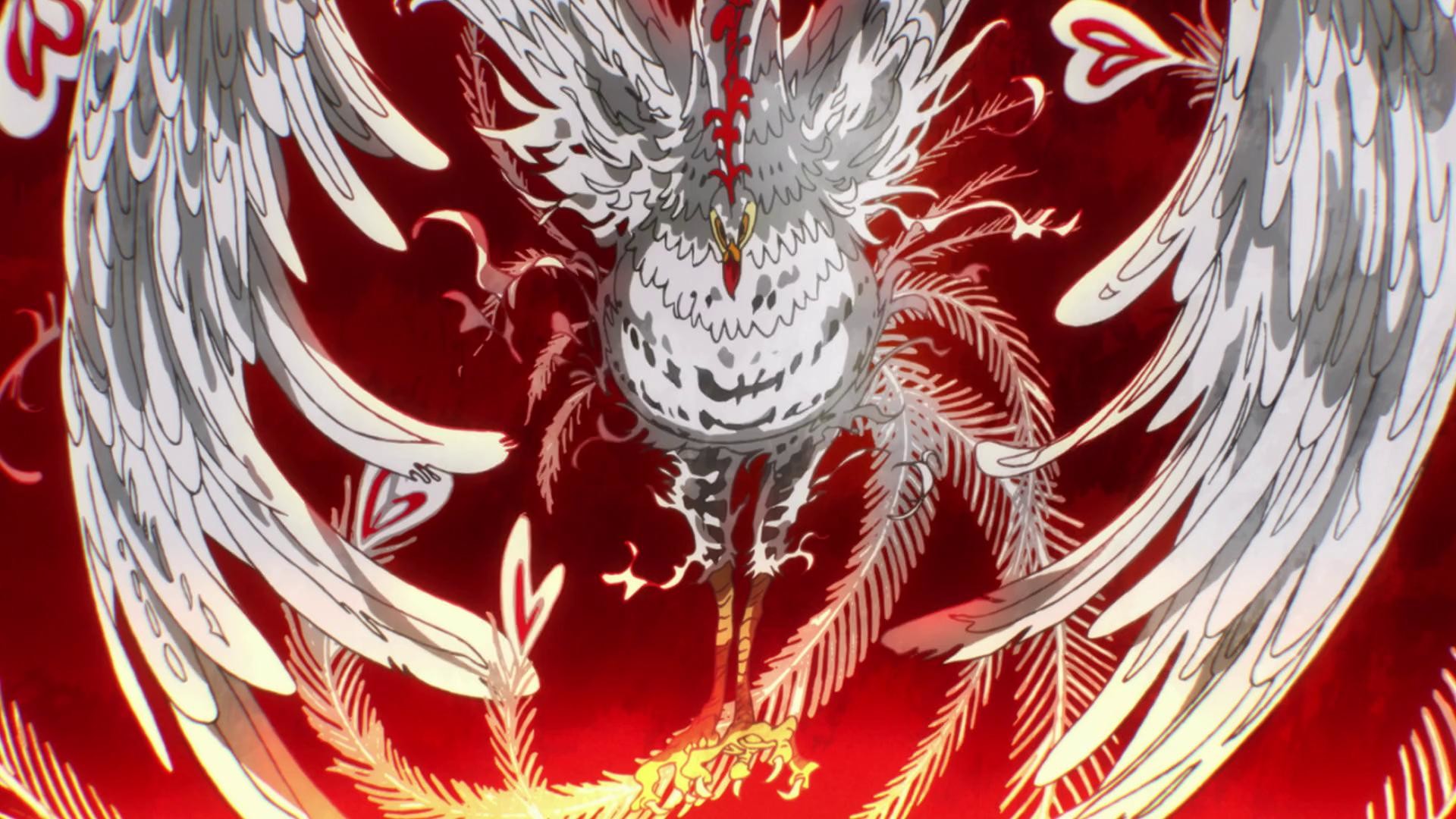One Punch Man, Mostro alato, Piume bianche, Sfondo rosso, Full HD, wallpaper per PC