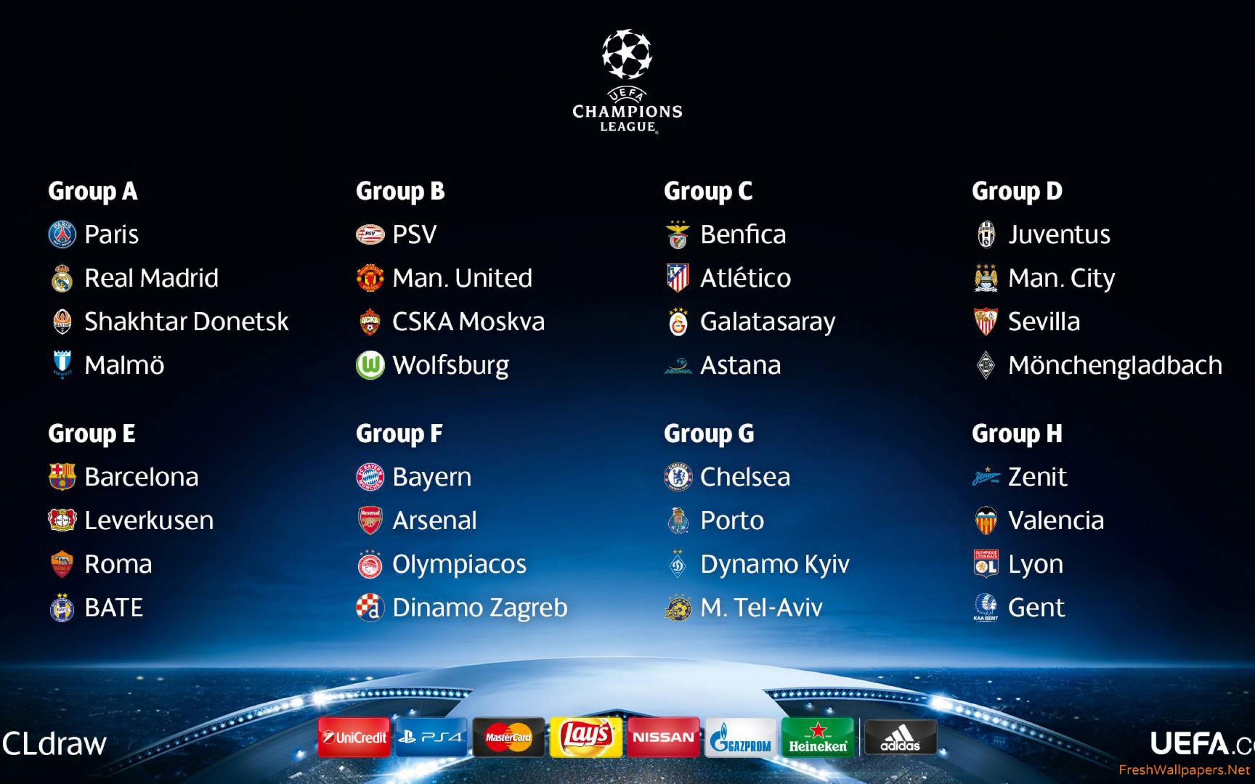 UEFA Champions League, Sorteggio gironi, Gironi, Sfondo scuro, 2K, wallpaper per portatile