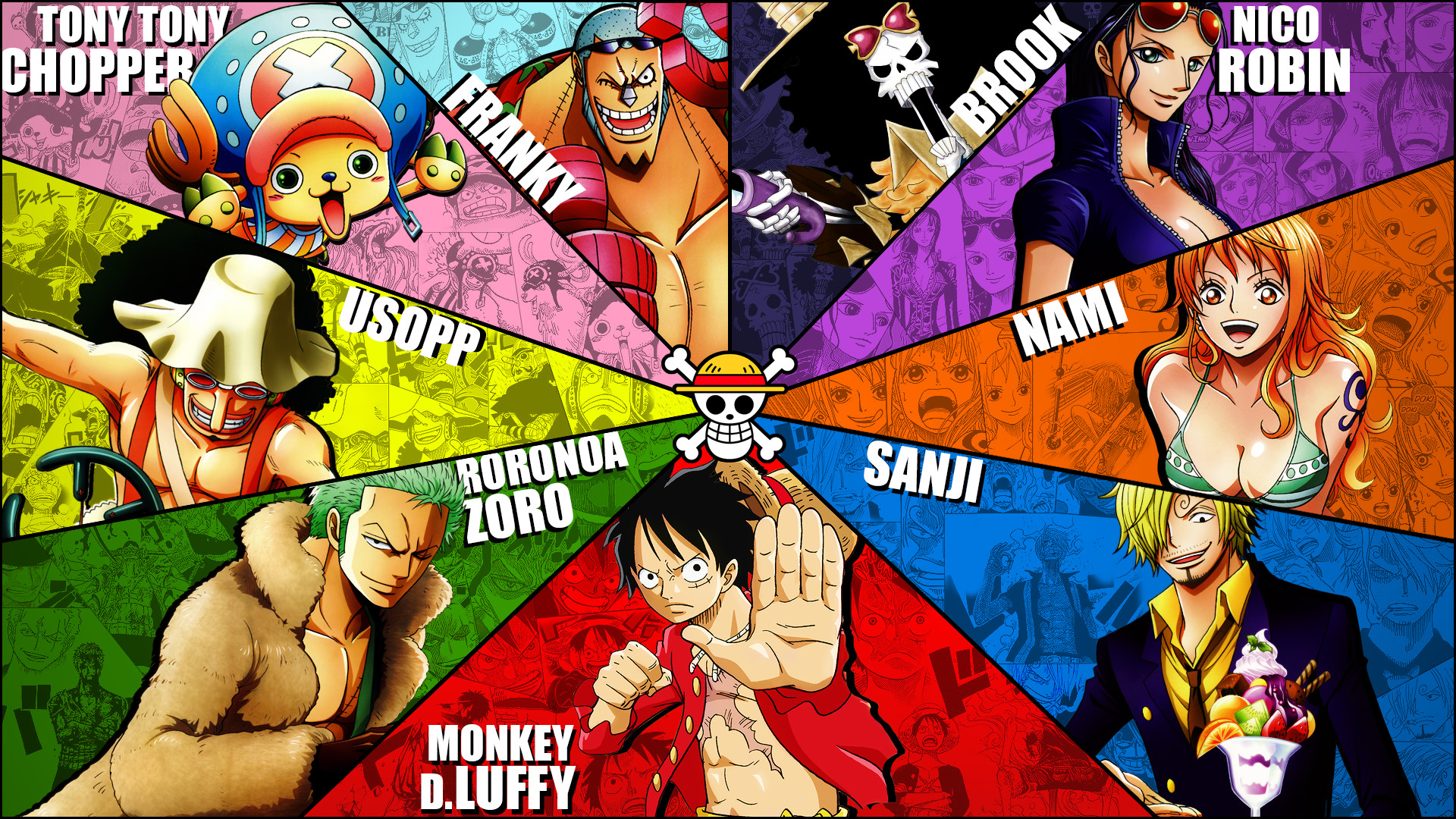 One Piece, Monkey D. Luffy, Roronoa Zoro, Nami, Sanji, Nico Robin, sfondo widescreen Full HD