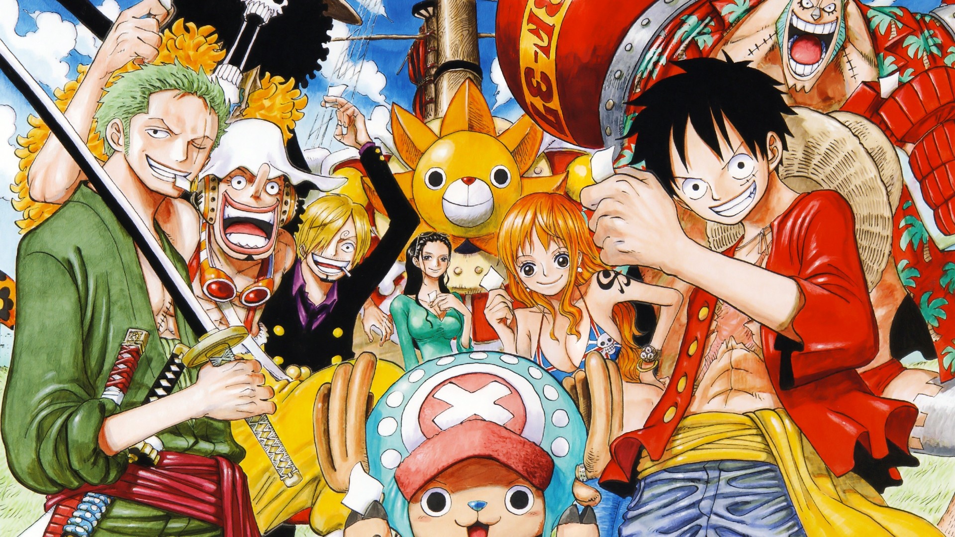 Monkey D. Luffy, Roronoa Zoro, Tony Tony Chopper, One Piece, Ciurma di Cappello di Paglia, sfondo Full HD