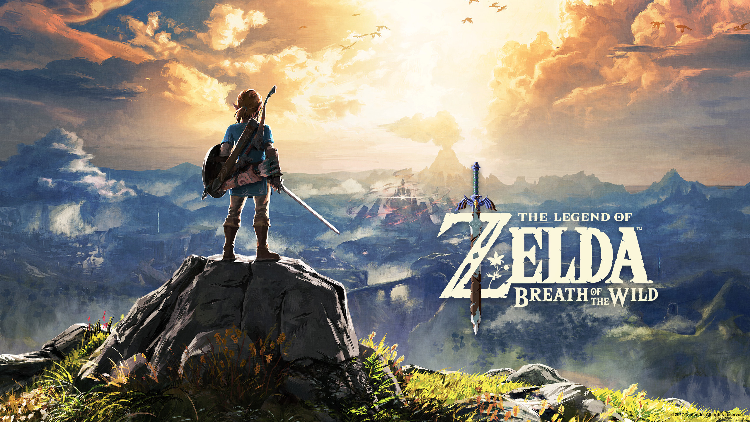 Link, Breath of the Wild, Hyrule, Logo, Panorama, 2K, sfondo per PC e portatile