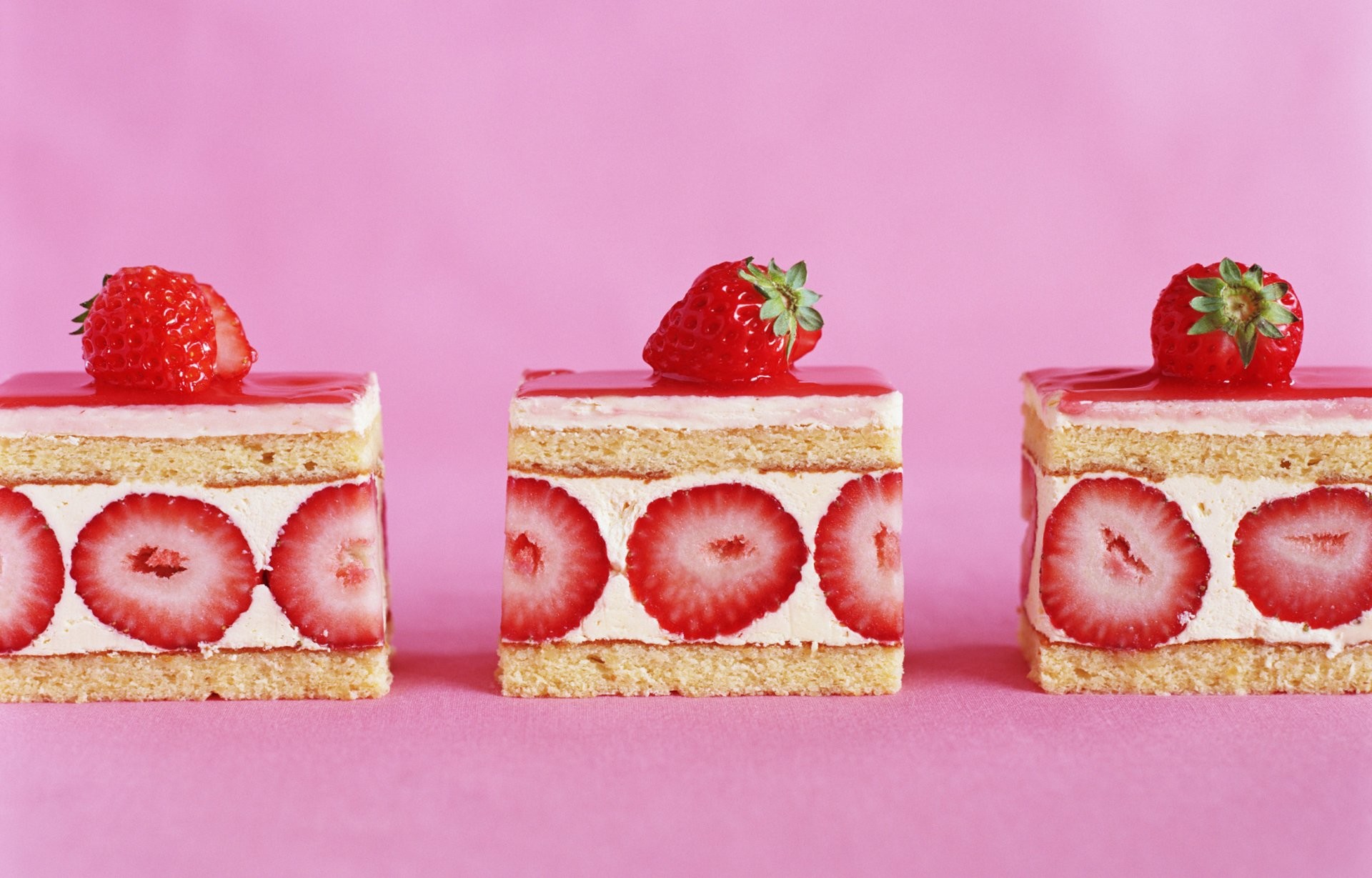 Fraisier, Torta alle fragole, Fragole, Sfondo rosa, Full HD, wallpaper desktop