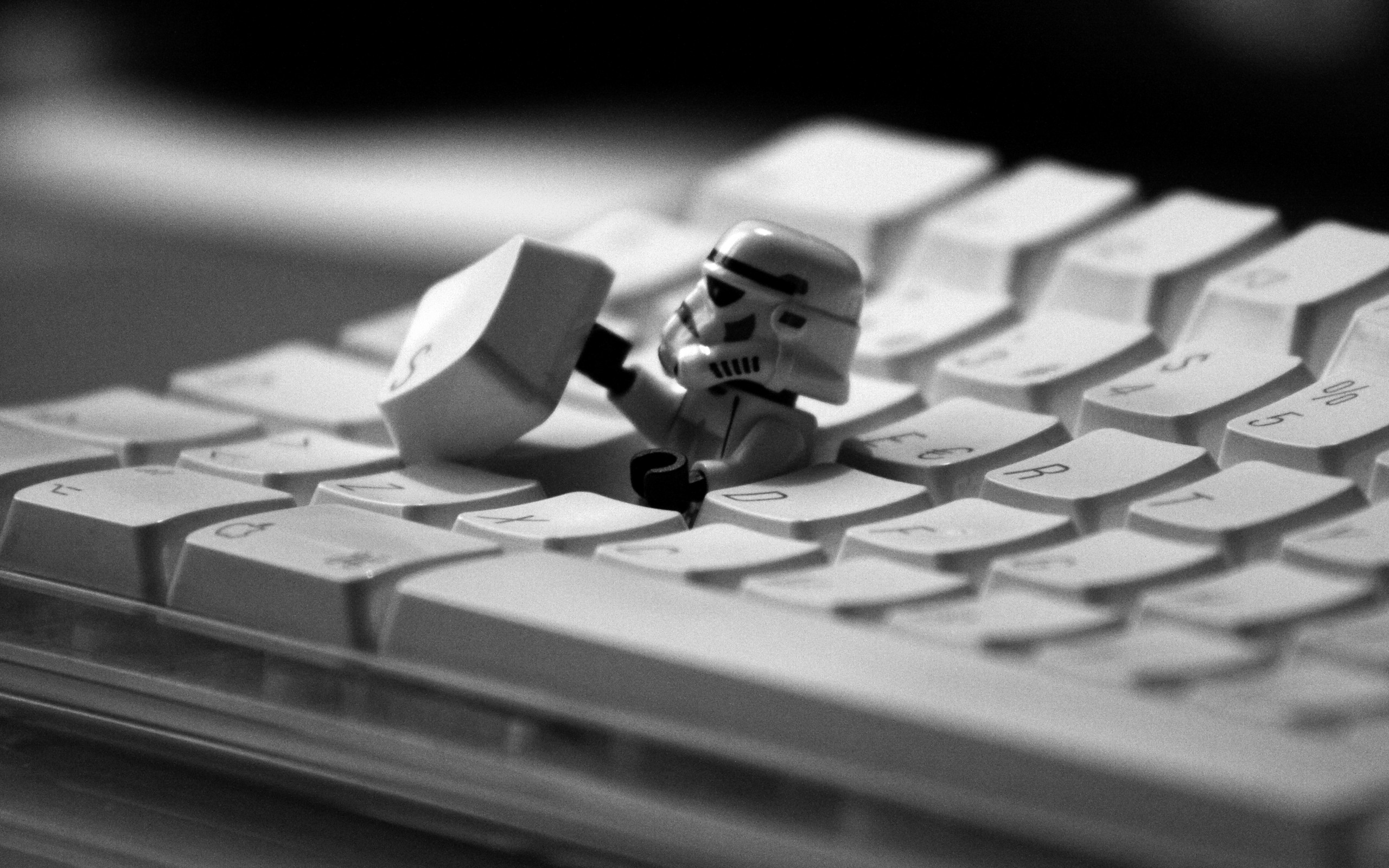 Stormtrooper, Star Wars, LEGO, Tastiera, Bianco e nero, 2K, sfondo desktop