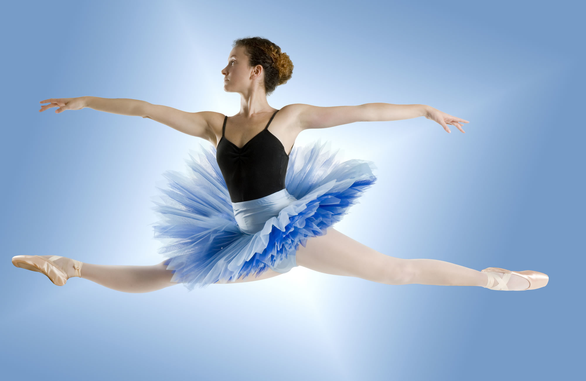 Ballerina, Grand jeté, Tutù blu, Danza classica, Full HD, sfondo per PC e portatile