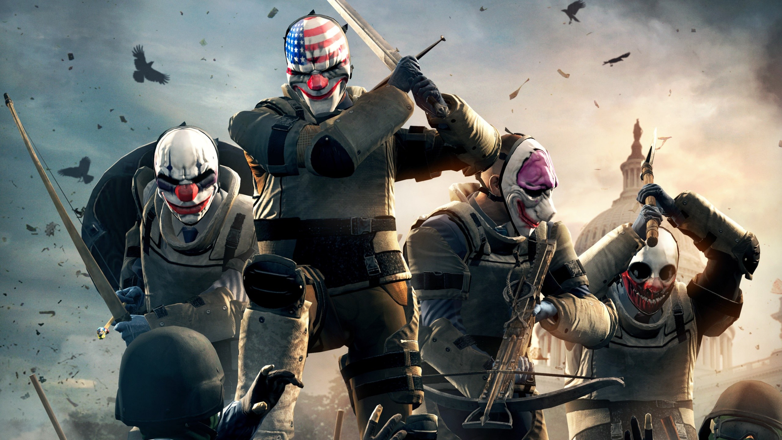 Payday Gang, Payday 2, Armatura, Battaglia, 2560x1440, sfondo per PC