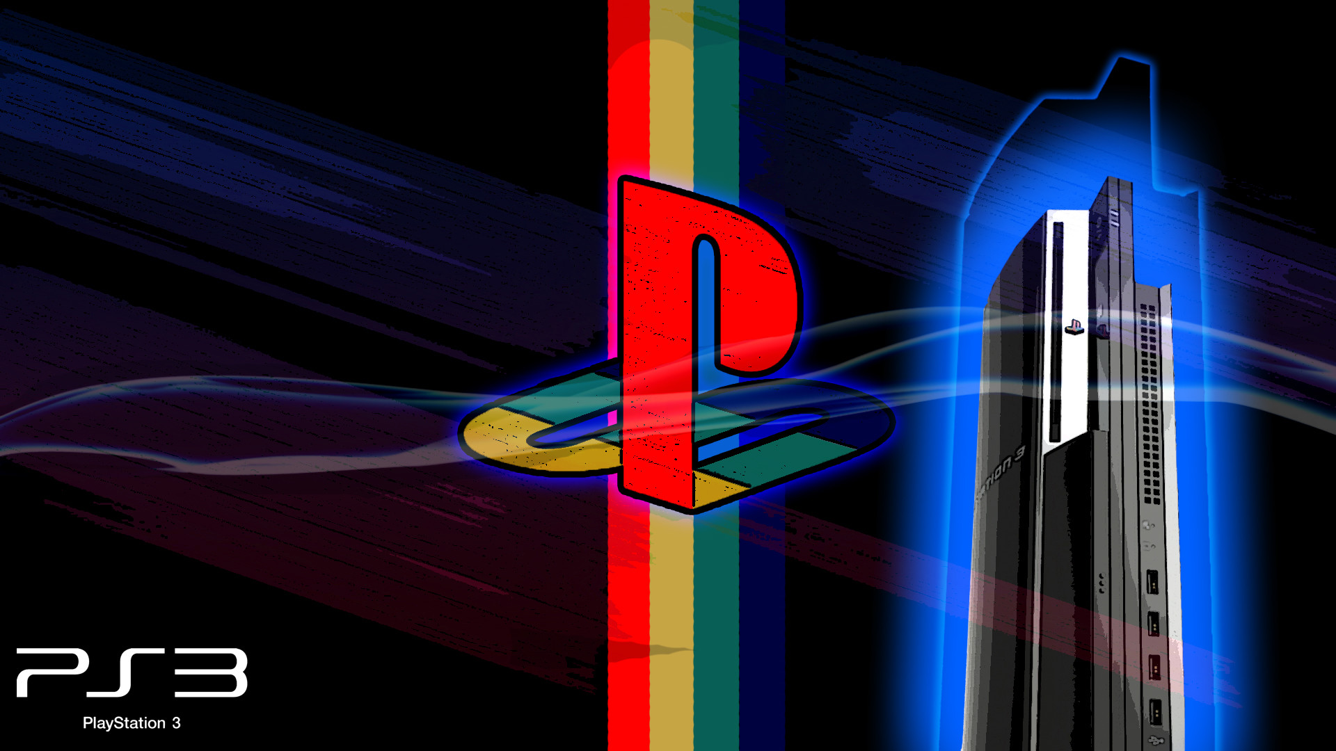 PlayStation 3, Logo PlayStation, Console, Sfondo nero, Full HD, wallpaper desktop
