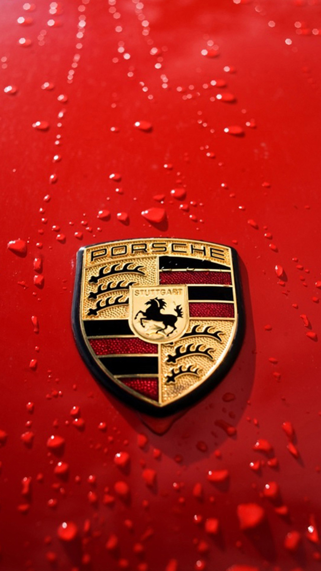 Stemma Porsche, Porsche, Logo, Gocce d'acqua, Rosso, wallpaper iPhone 6