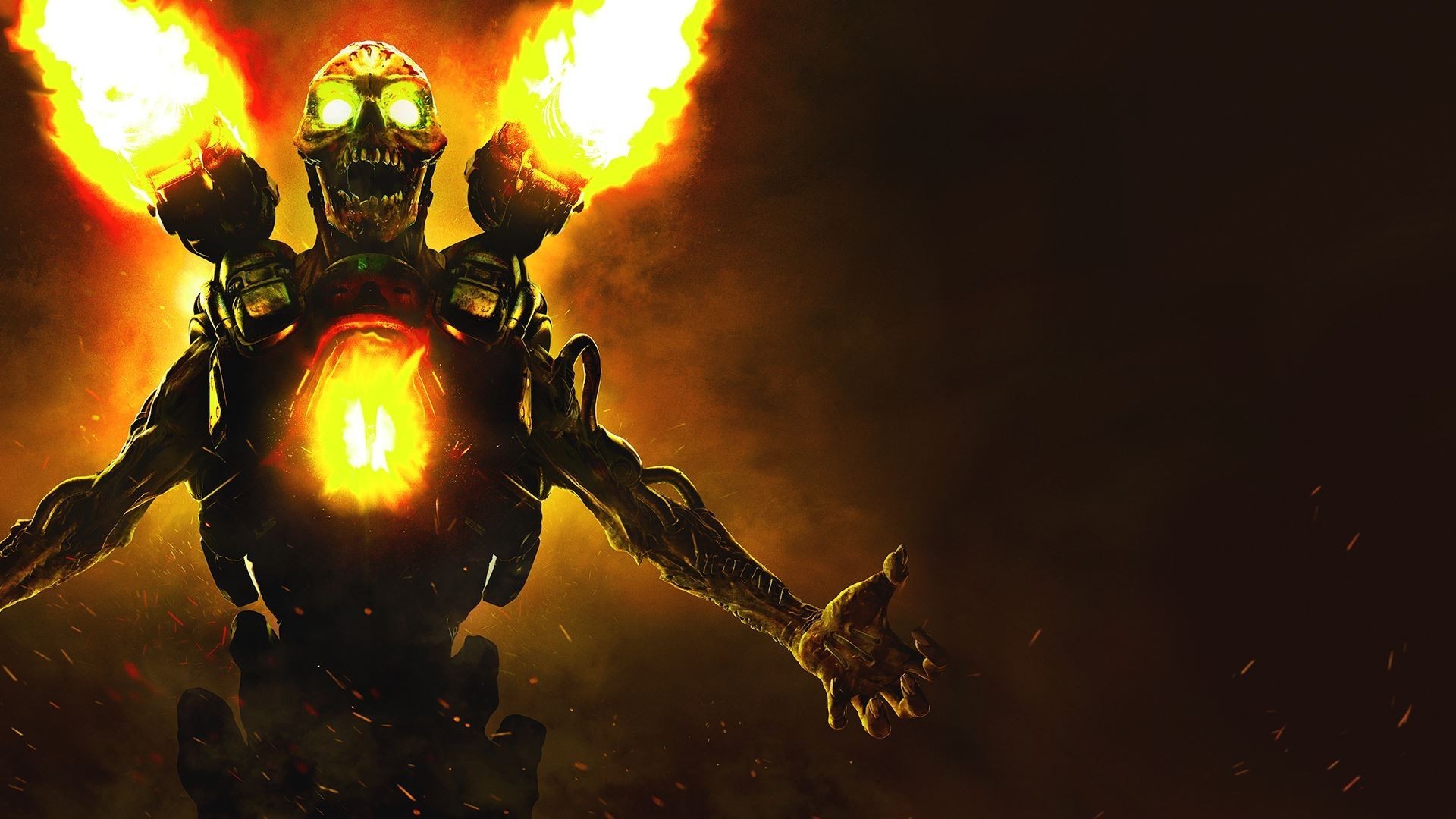 Revenant, Doom (2016), Fiamme, Sfondo scuro, Full HD, wallpaper per portatile