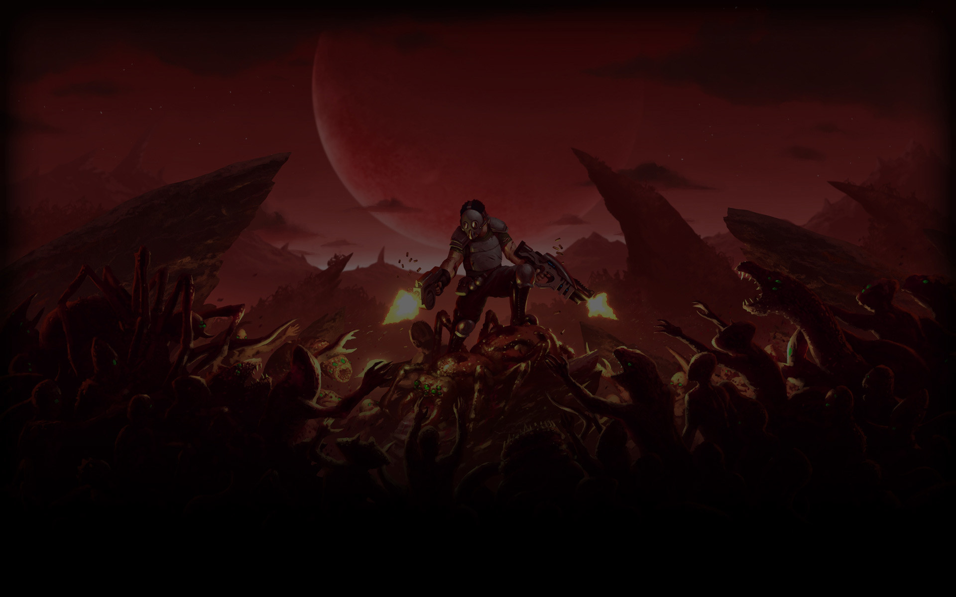 Arte fantasy, Luna rossa, Rosso scuro, 1920x1200, sfondo MacBook Pro