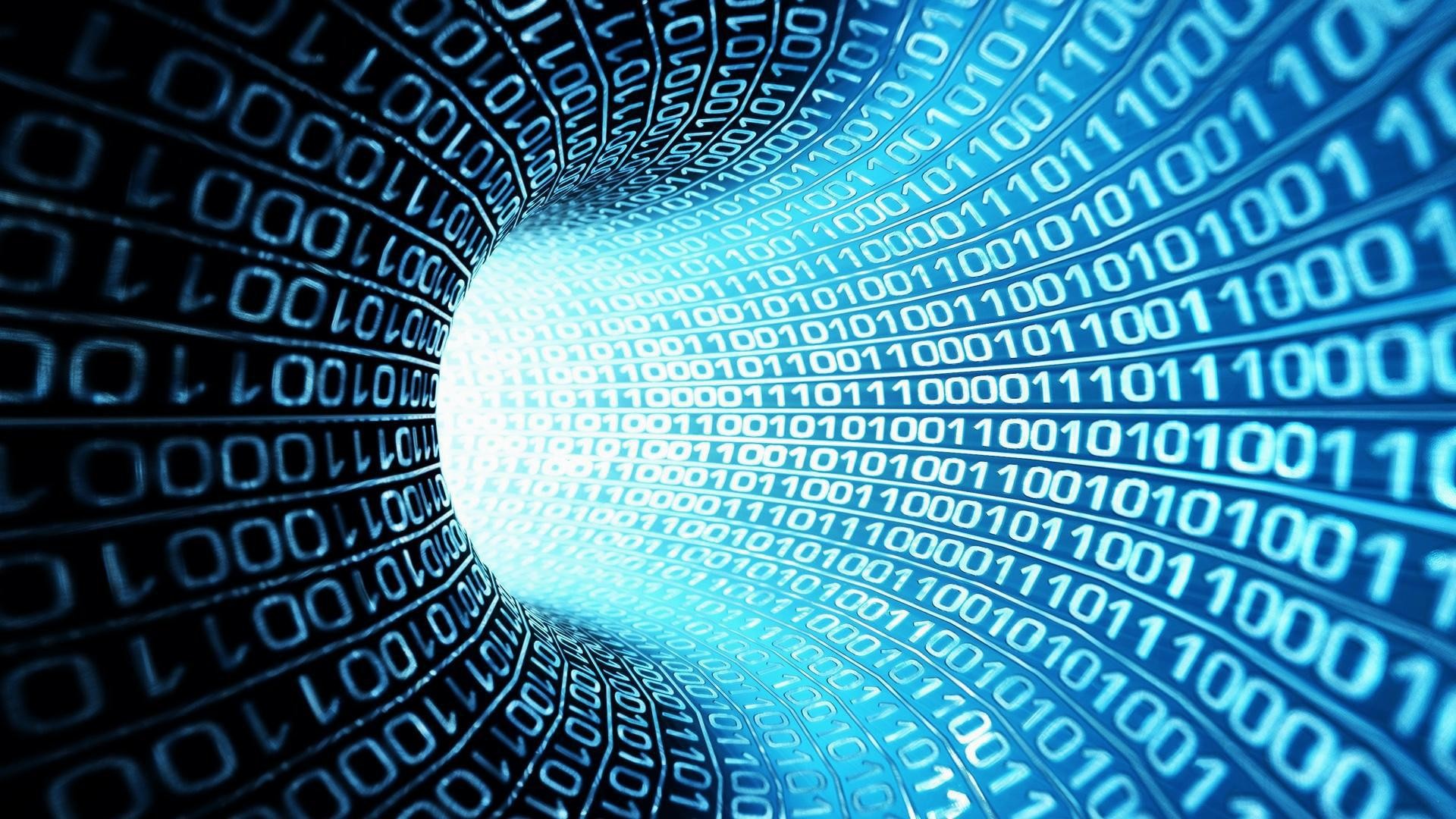 Codice binario, Tunnel, Digitale, Azzurro, Full HD, sfondo Windows 11