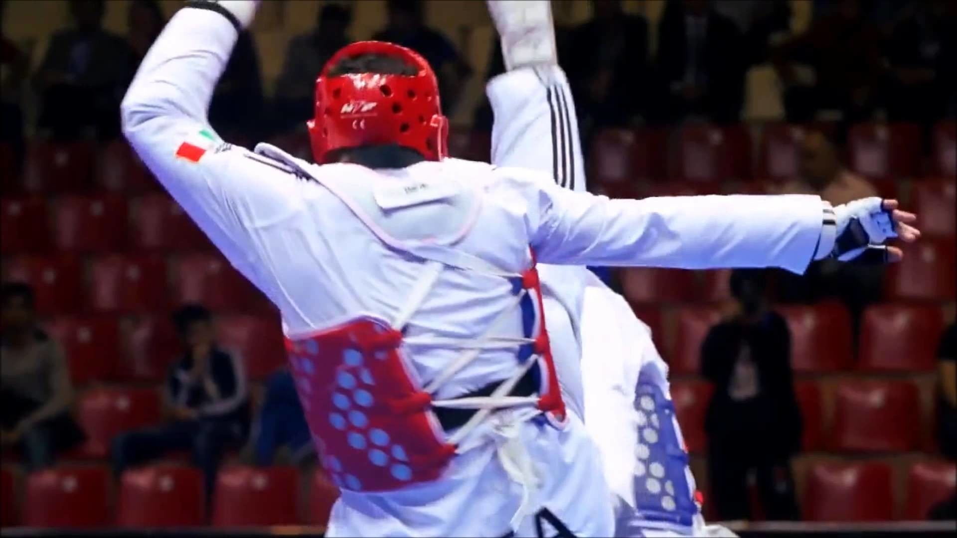 Taekwondo, Vittoria, Casco rosso, Corpetto, Arena, Full HD, sfondo Windows 11