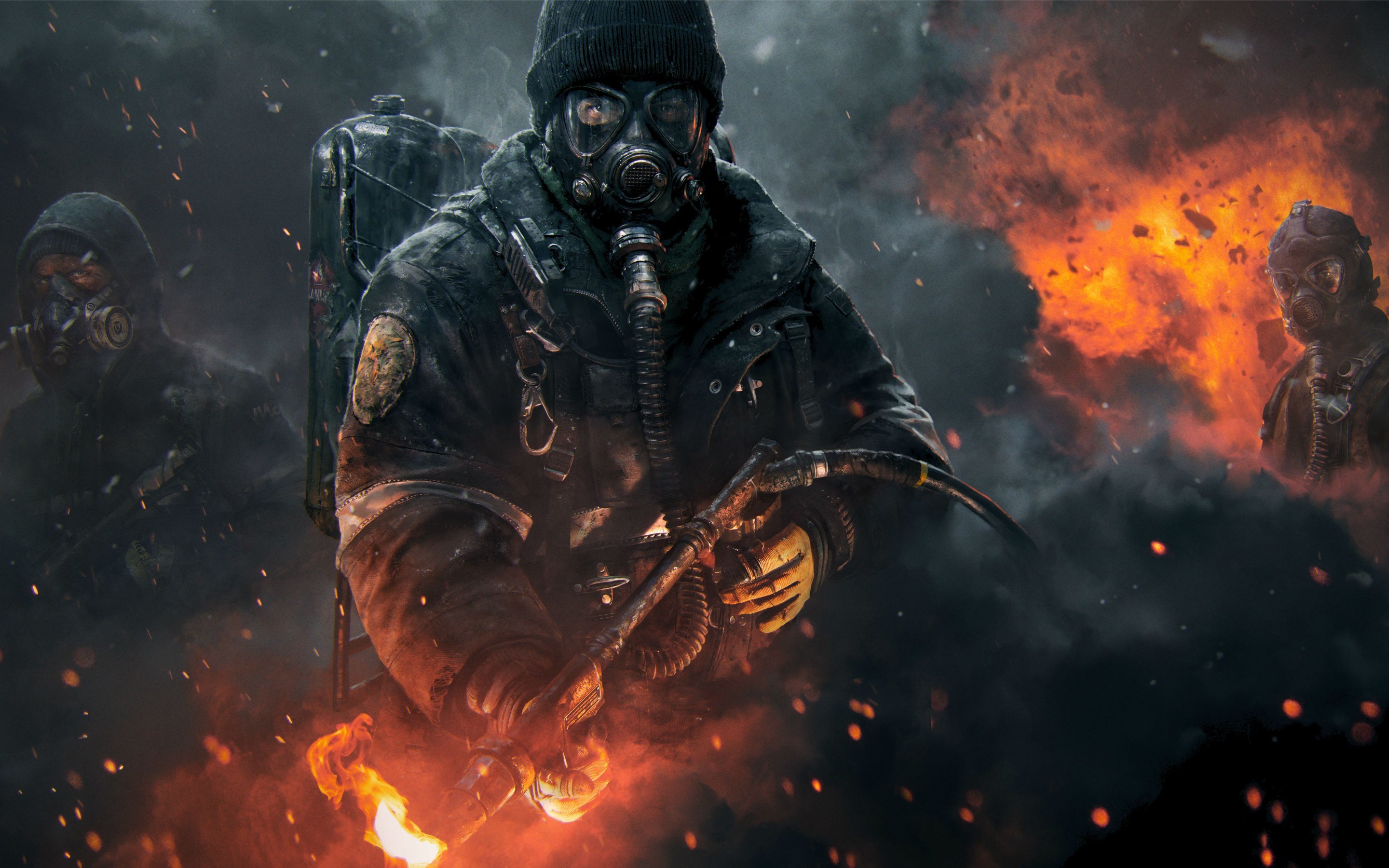 Tom Clancy's The Division, Cleaners, Maschera antigas, Fuoco, 2K, sfondo desktop