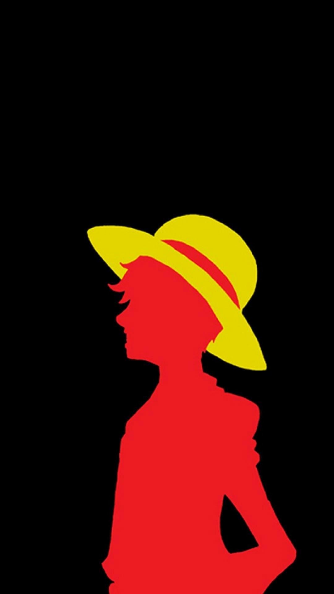 Monkey D. Luffy, One Piece, Silhouette, Cappello di paglia, Minimalista, wallpaper Full HD per smartphone