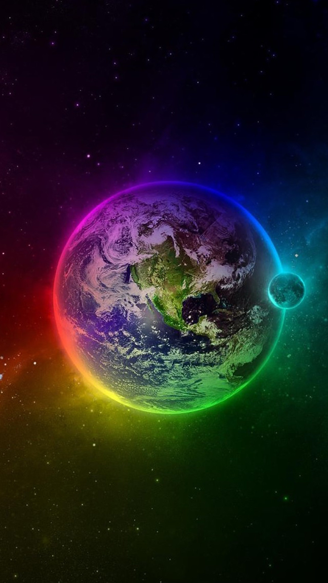 Terra, Pianeta, Spazio, Arcobaleno, sfondo iPhone 6 Plus Full HD