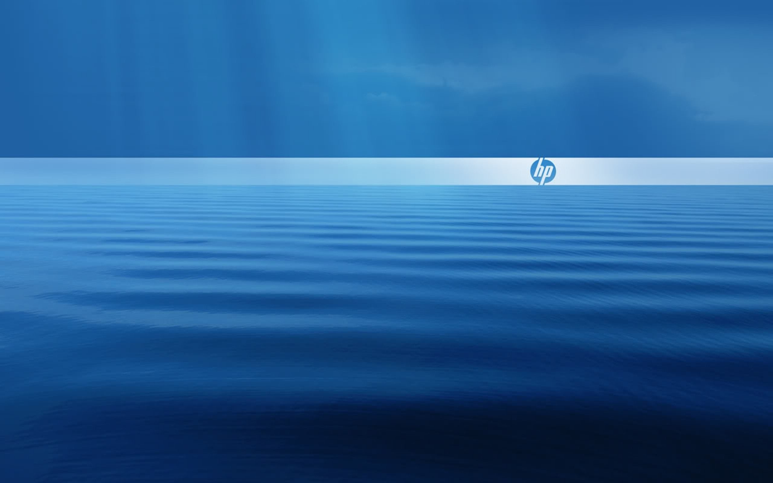 Logo HP, Mare, Blu, Orizzonte, Minimalismo, 2K, sfondo desktop