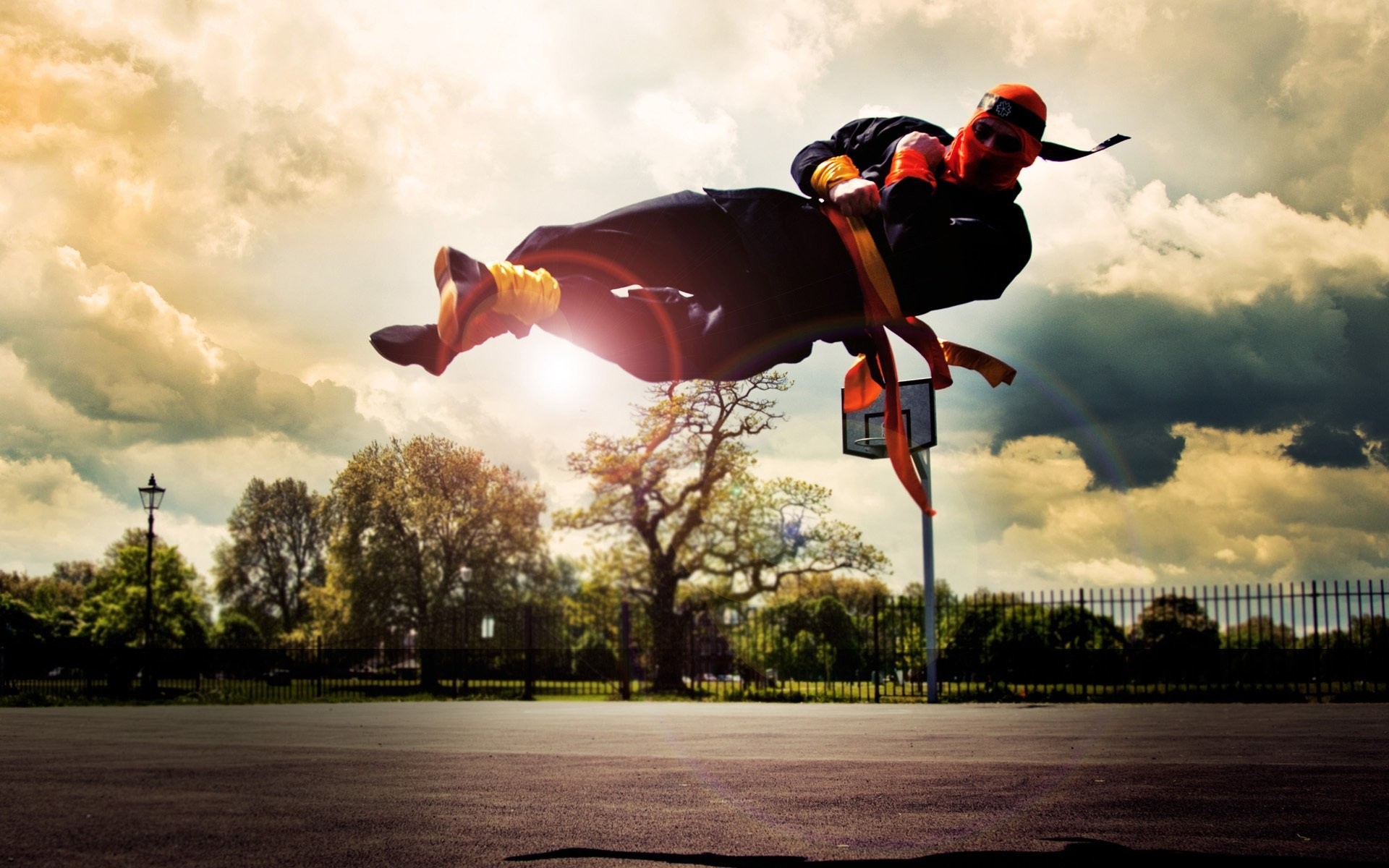 Parkour, Salto, Parco, Cielo, 1920x1200, immagine di sfondo
