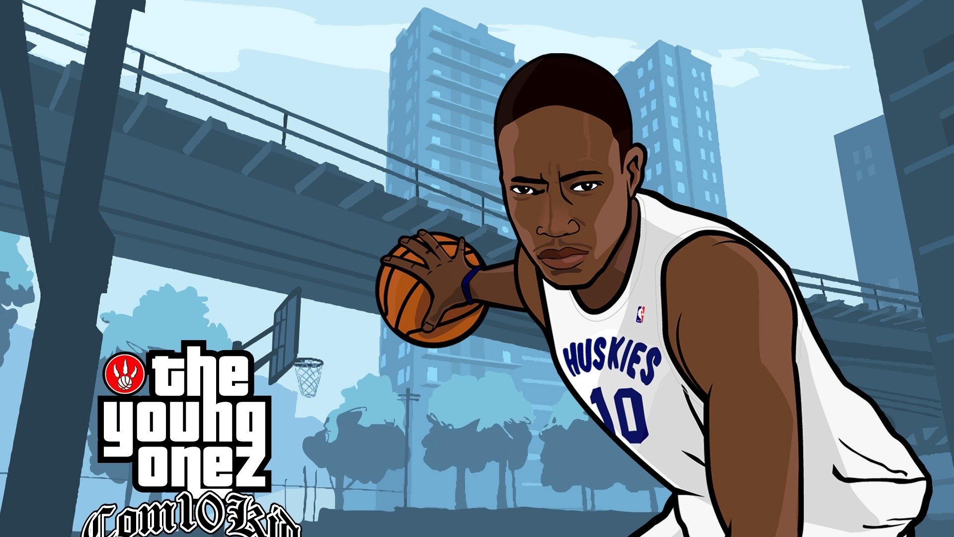 Grand Theft Auto V, Pallacanestro, Stile fumetto, Città, Full HD, wallpaper per PC