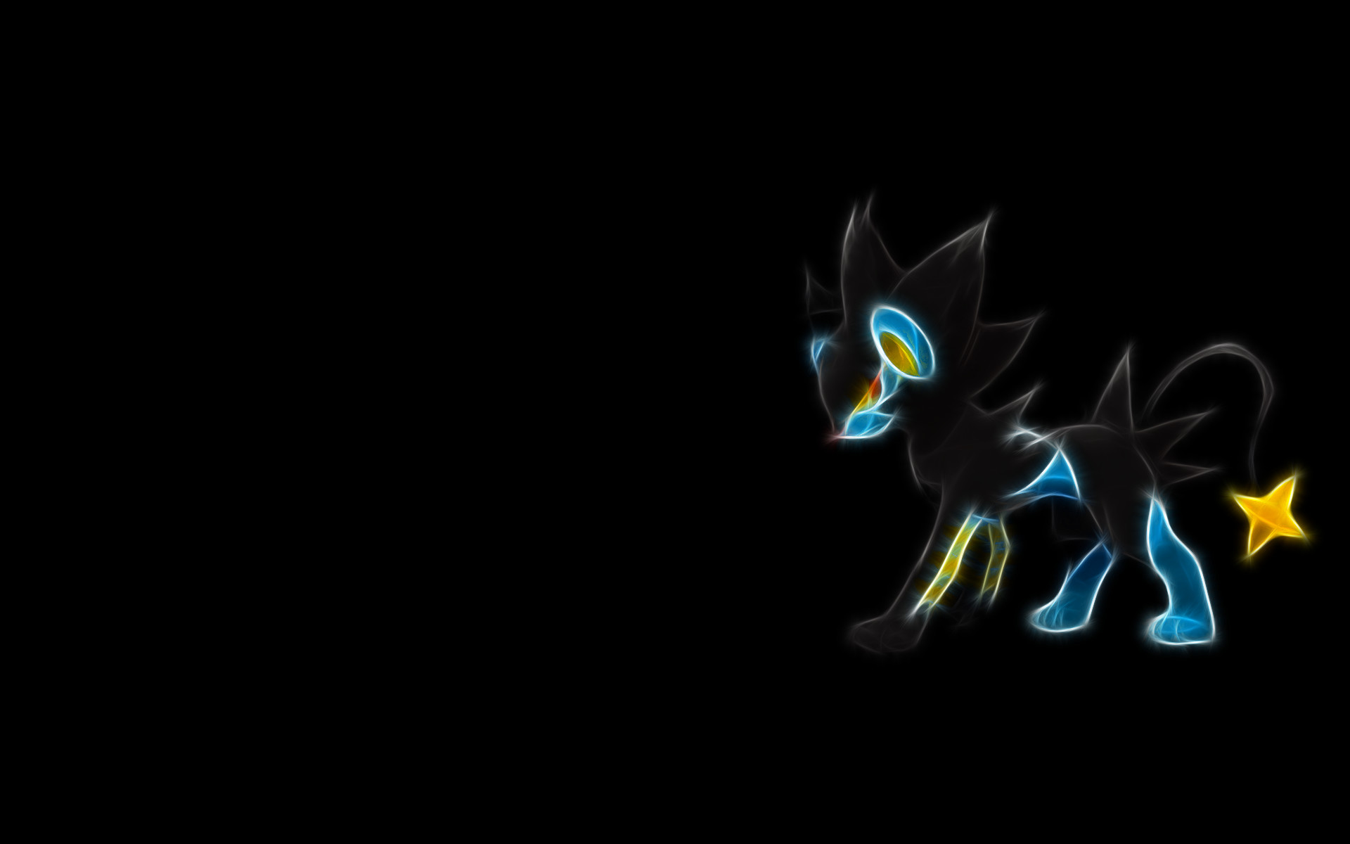 Luxray, Pokémon, Arte frattale, Sfondo nero, Full HD, wallpaper per computer