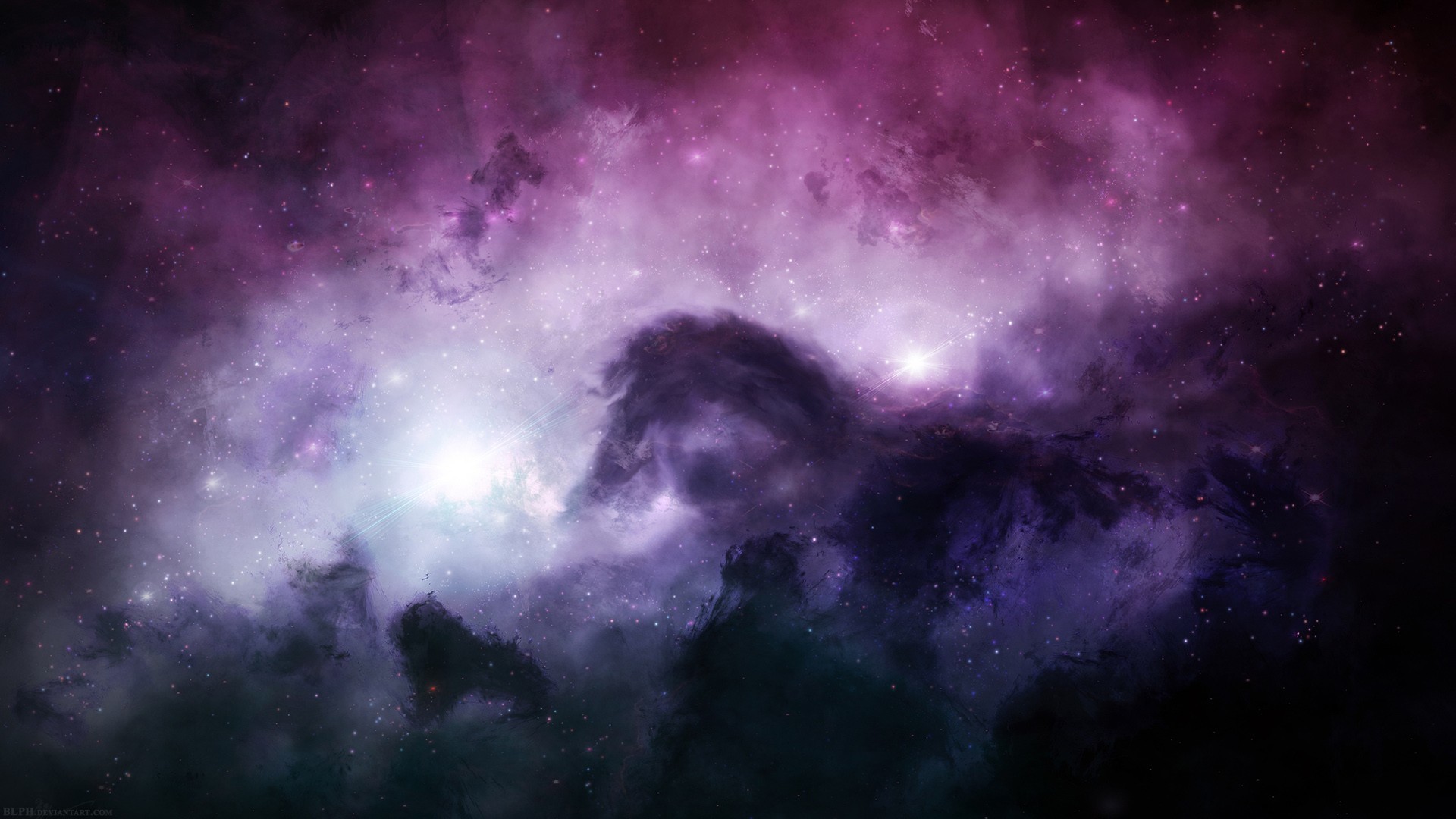 Nebulosa, Viola, Spazio, Nuvole cosmiche, Full HD, sfondo desktop