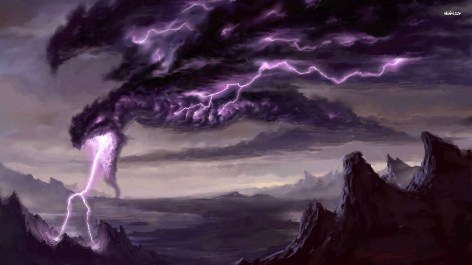 Magic: The Gathering, Tempesta, Fulmini, Viola, Full HD, wallpaper per portatile