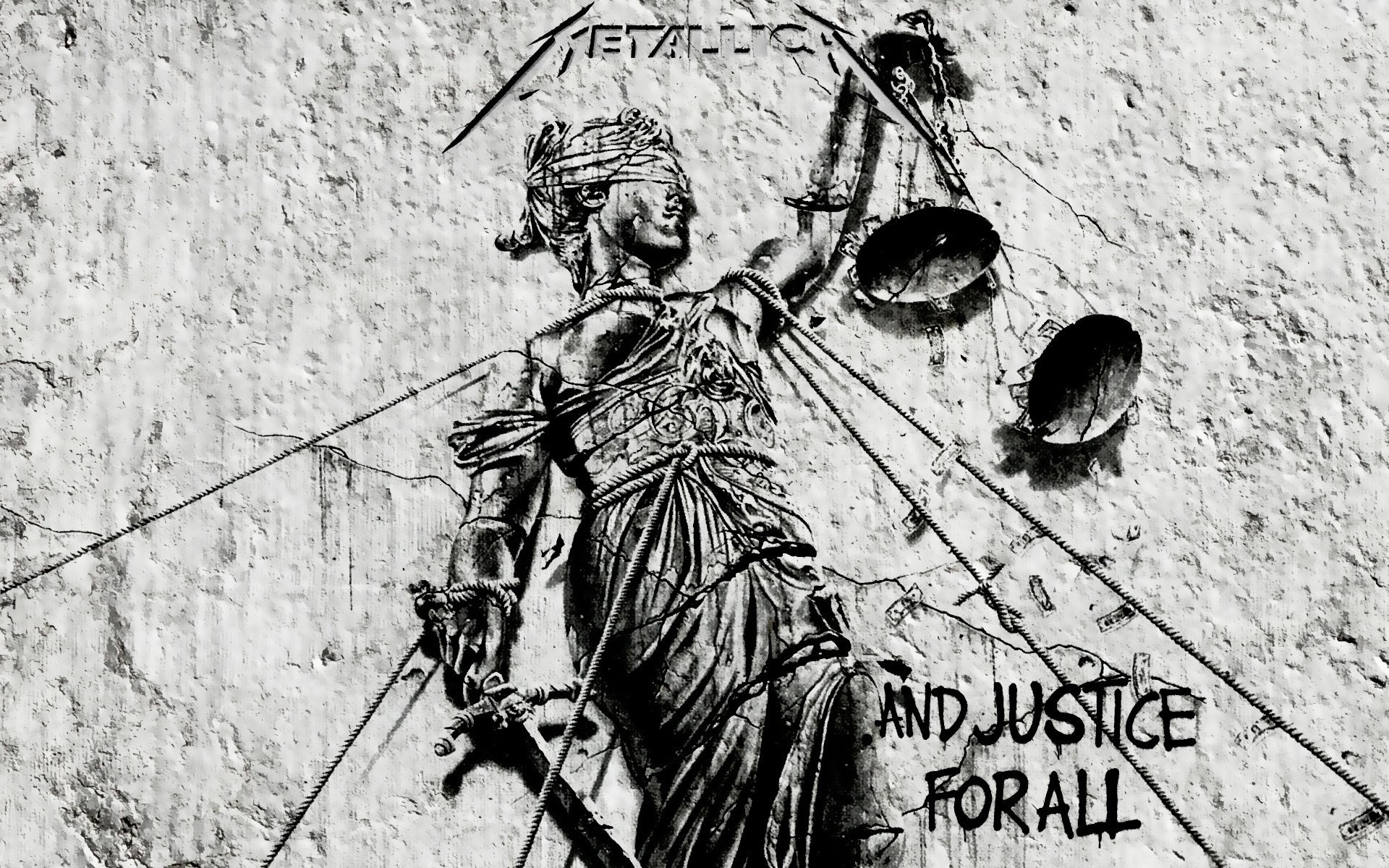 Metallica, ...And Justice for All, Lady Justice, Bianco e nero, Copertina album, sfondo desktop