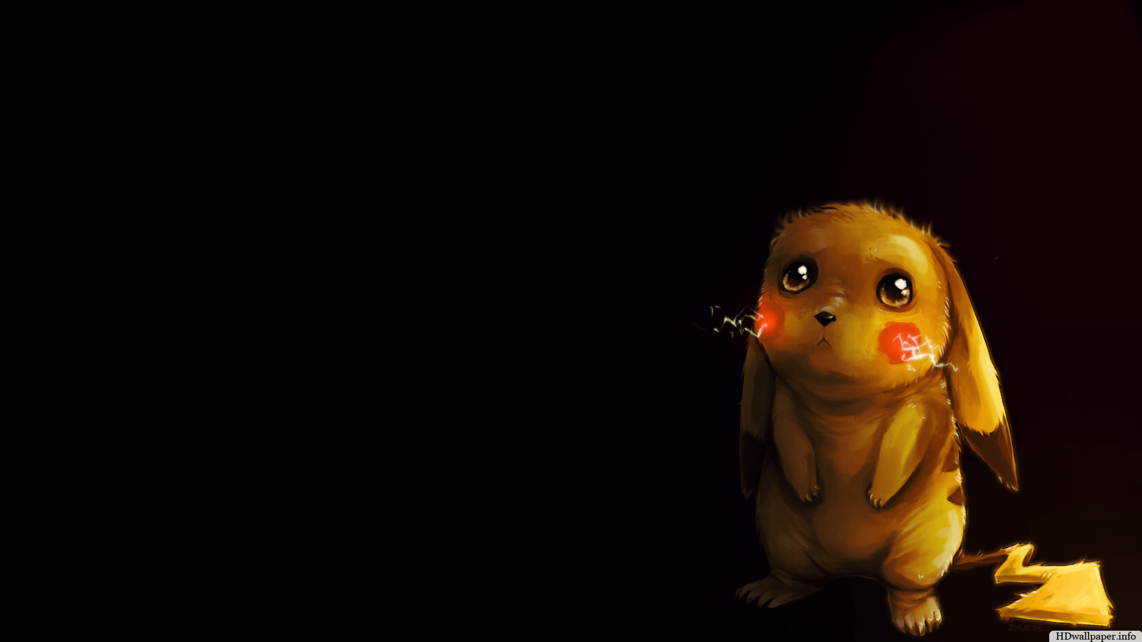 Pikachu, Pokémon, Arte digitale, Sfondo nero, 3840x2160, wallpaper desktop