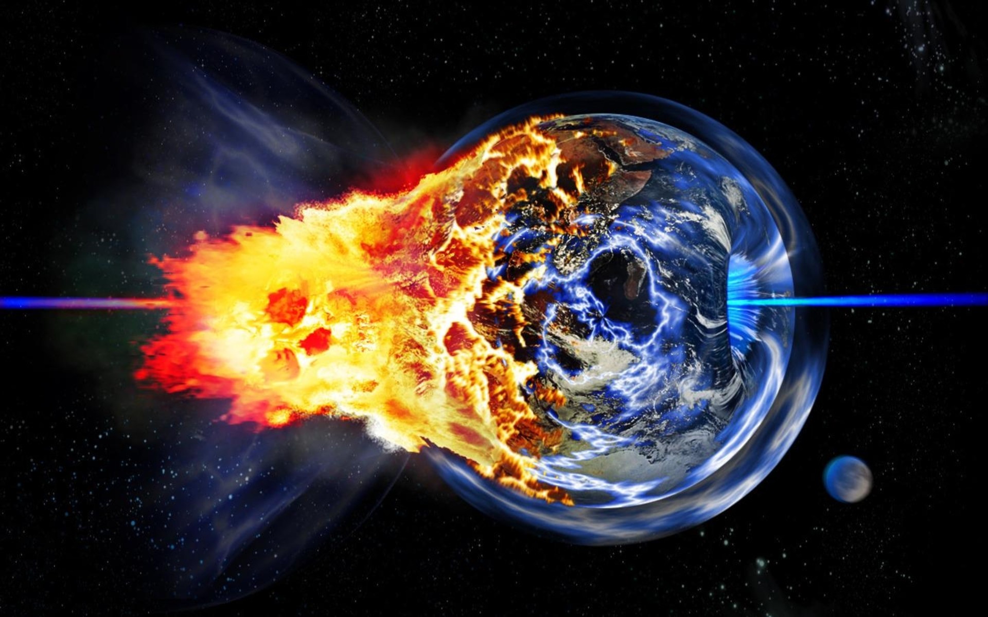 Terra, Pianeta in fiamme, Fuoco e acqua, Spazio, 16:10 Full HD, sfondo widescreen