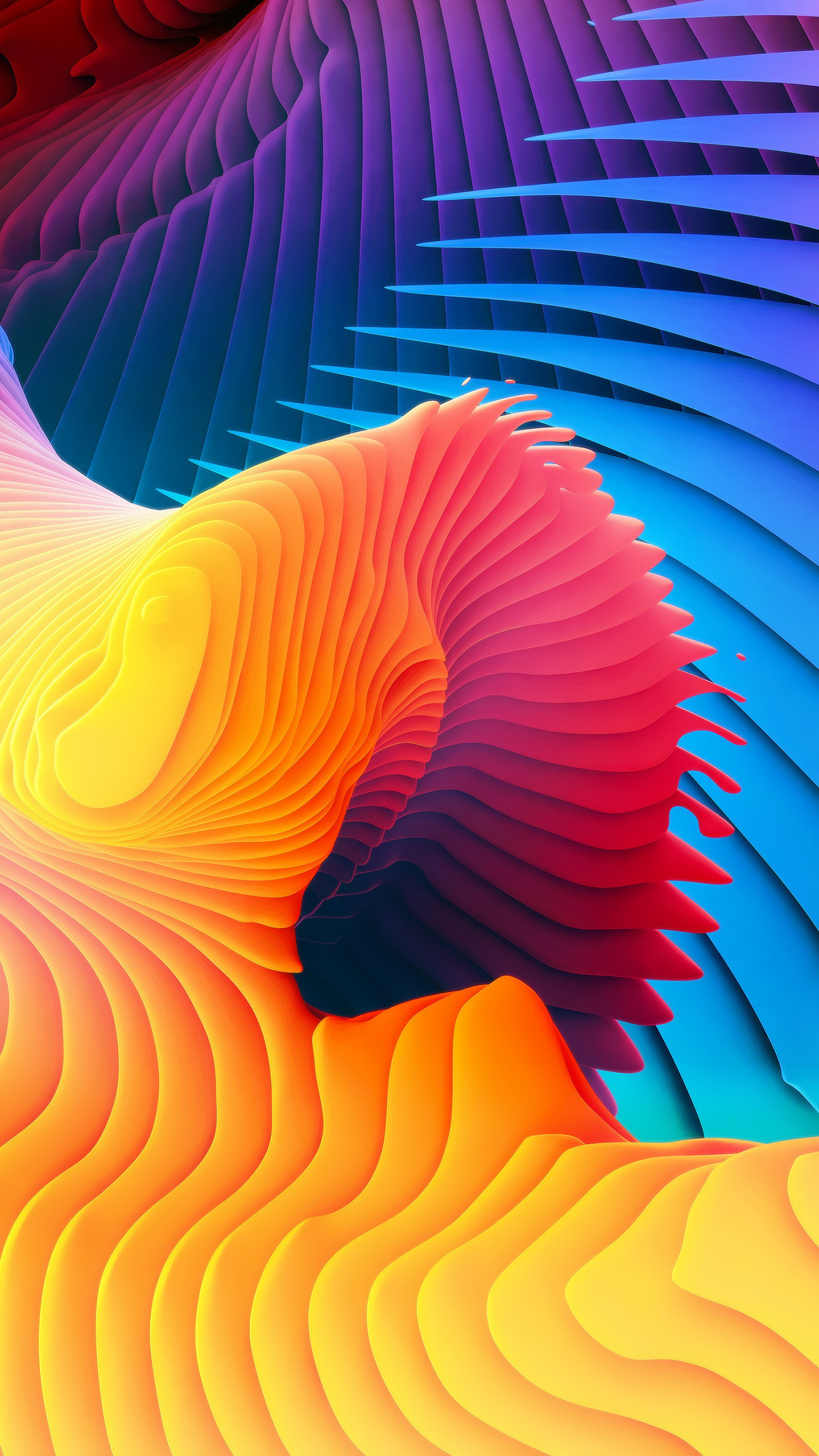 Astratto 3D, Onde, Arancione, Blu, immagine di sfondo PC
