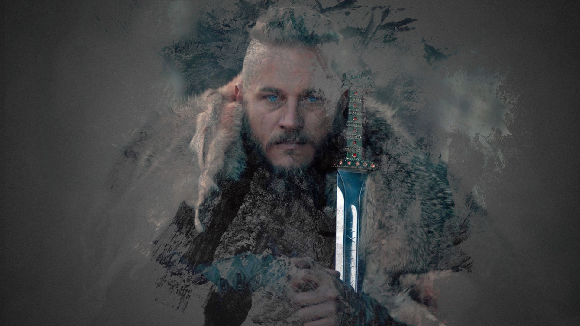 Ragnar Lothbrok, Vikings, Spada, Arte digitale, 1920x1080, sfondo per PC