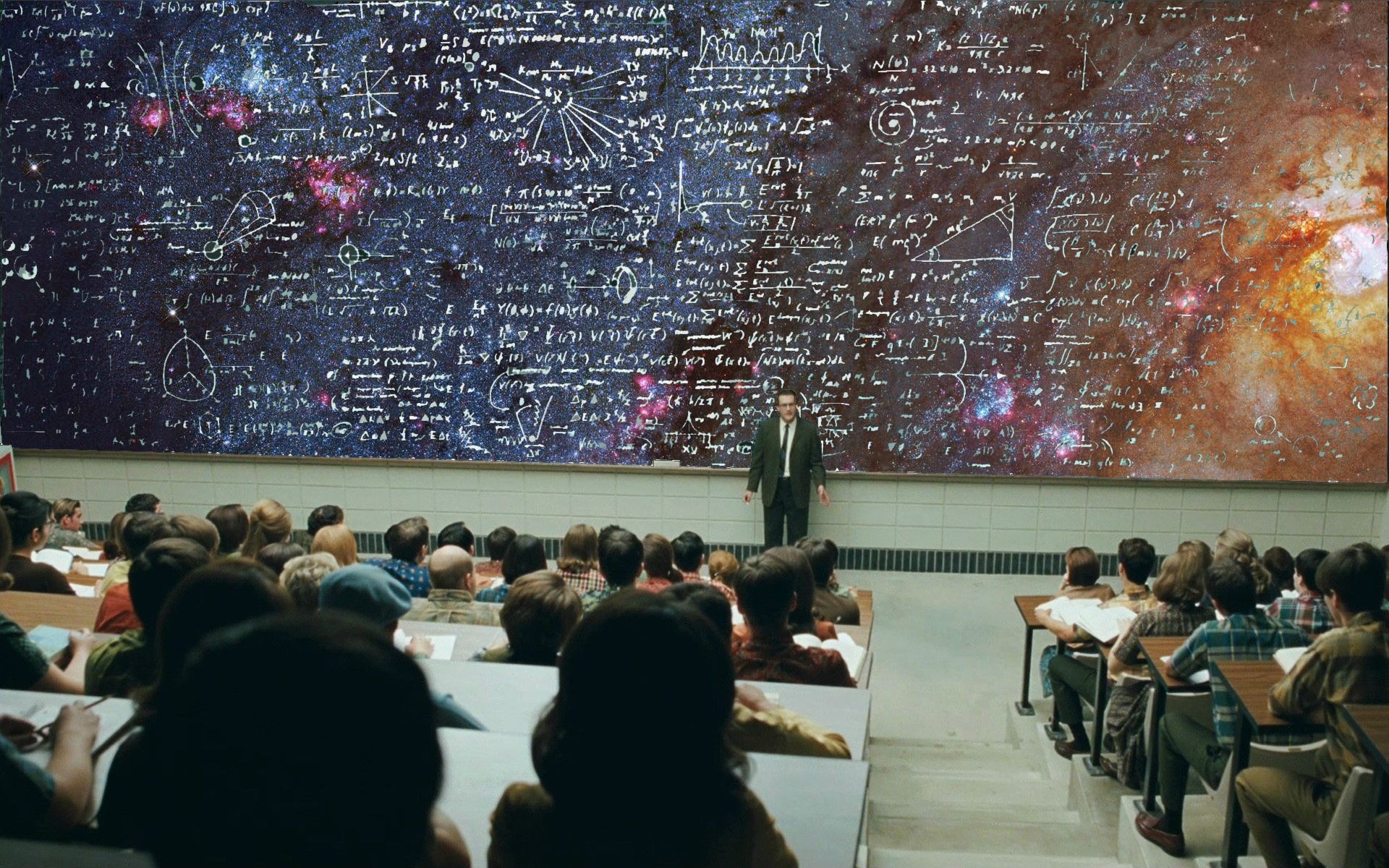 Formule matematiche, Aula universitaria, Lezione, Spazio, 16:10 Full HD, sfondo widescreen