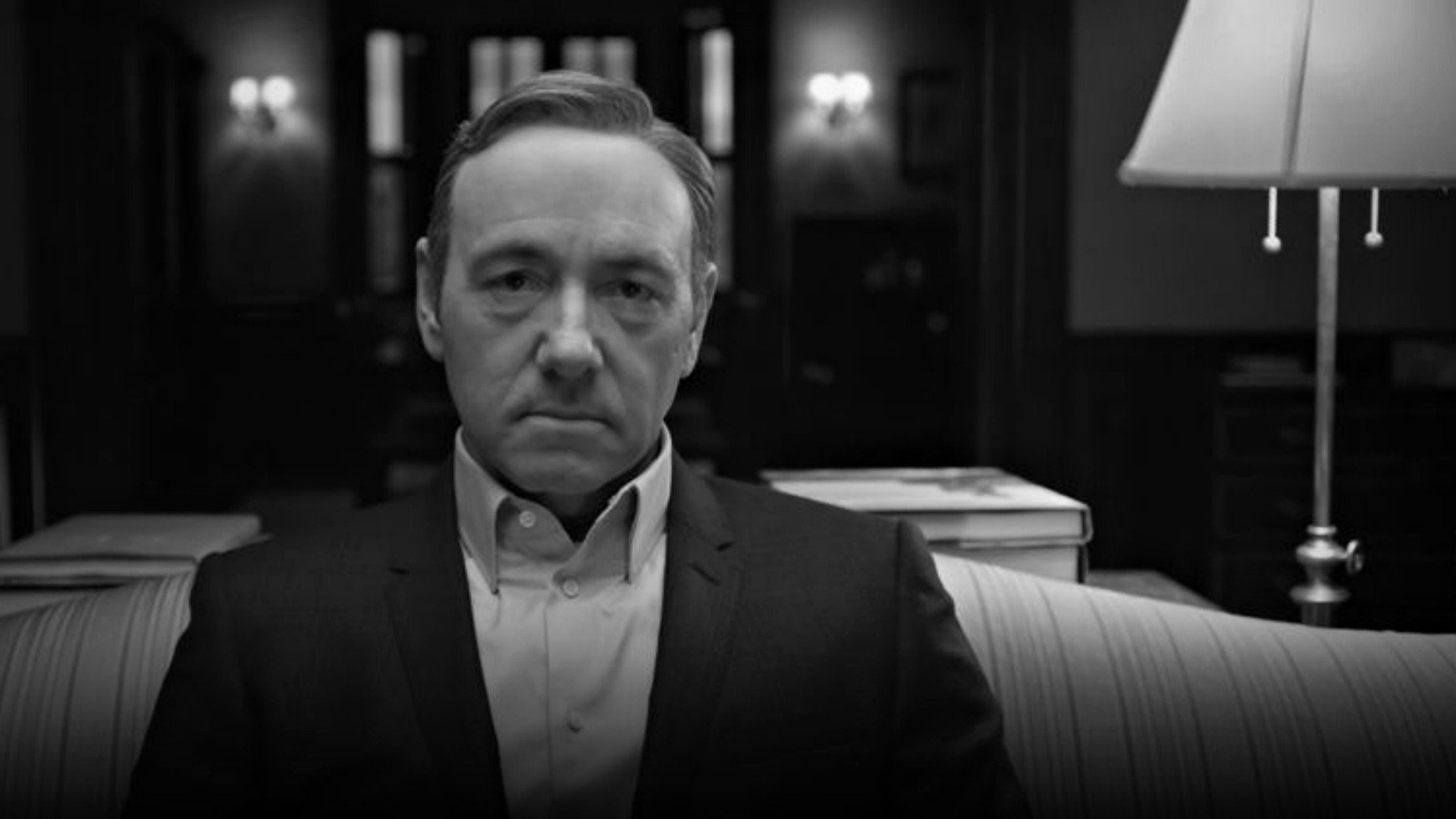 Frank Underwood, Kevin Spacey, House of Cards, Bianco e nero, Studio, sfondo desktop 1080p