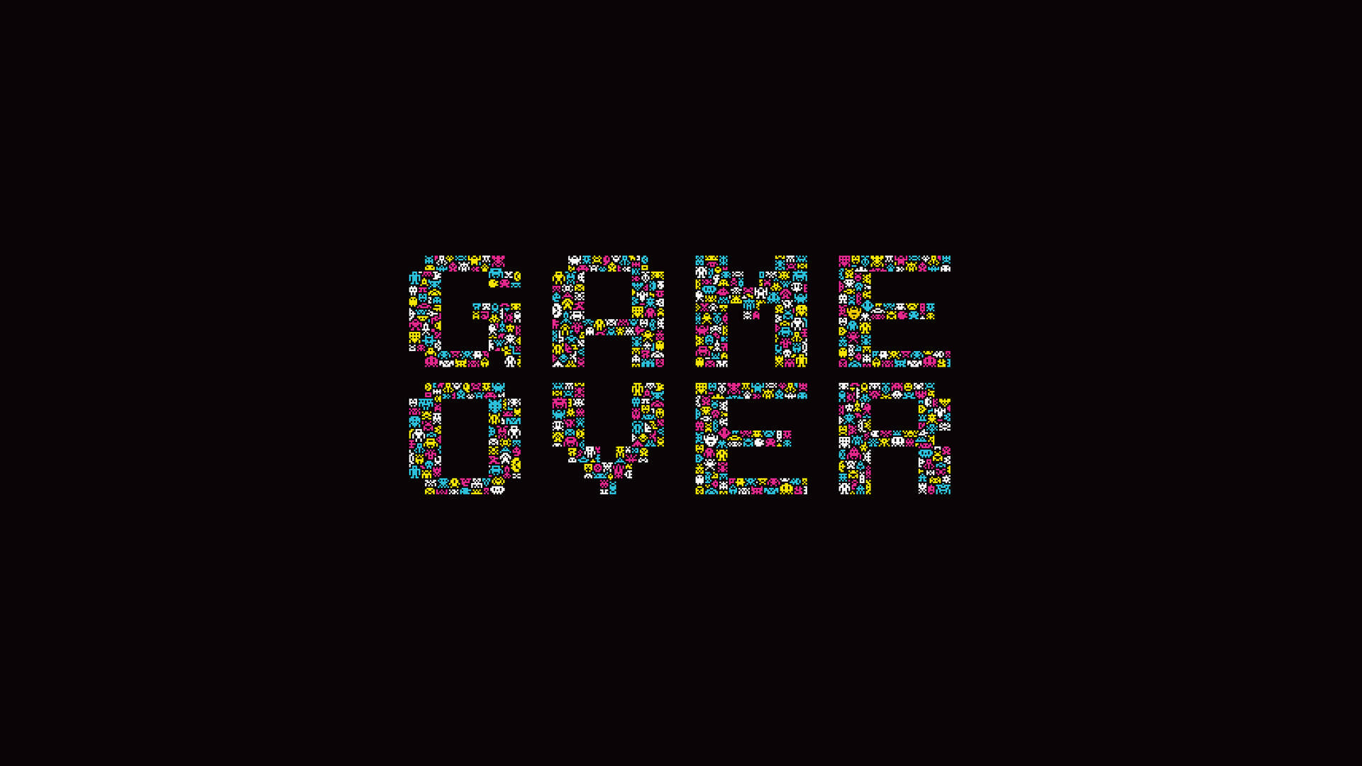 Game Over, Pixel art, Sfondo nero, Full HD, wallpaper per portatile