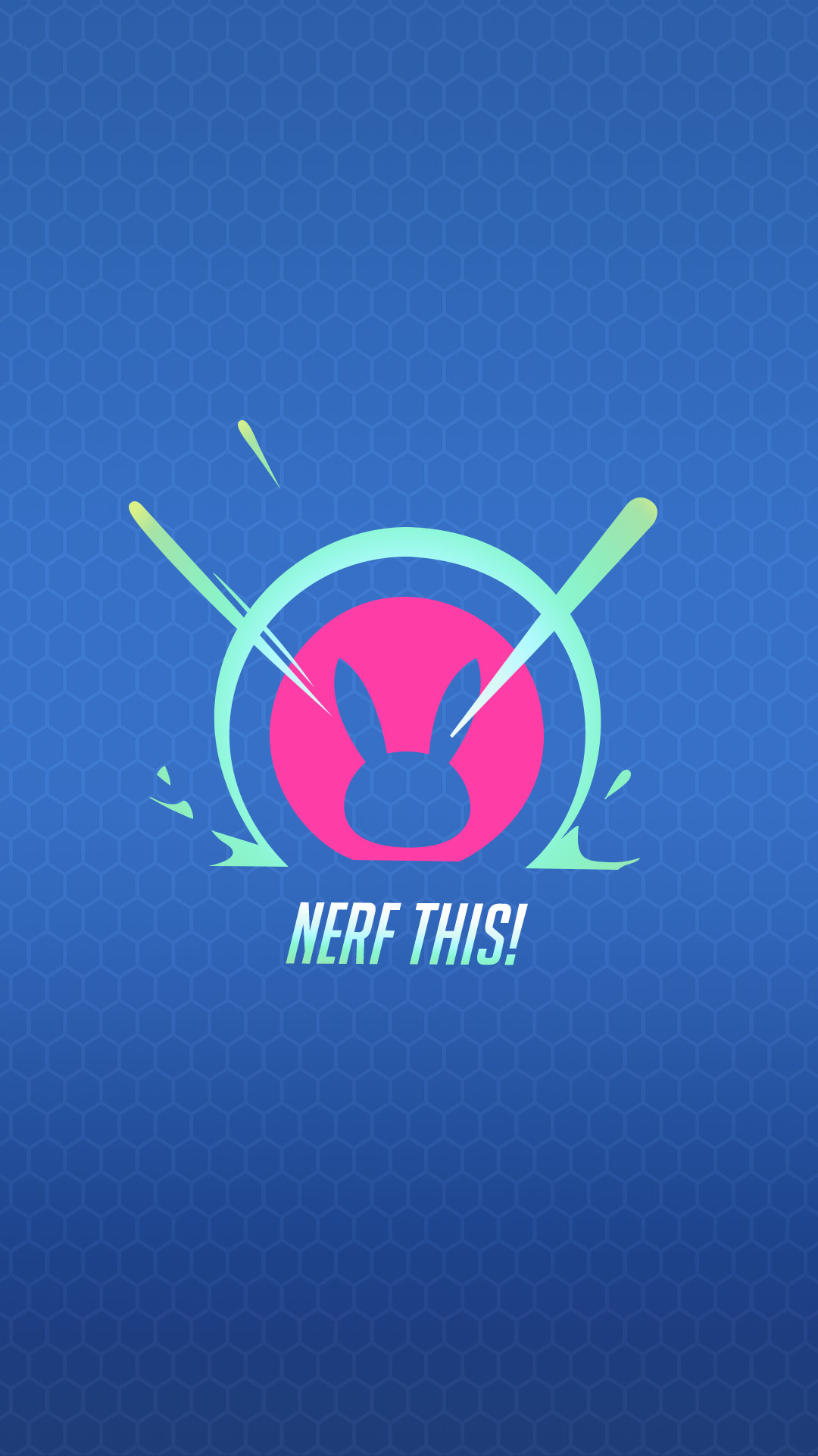 D.Va, Overwatch, Nerf This, Logo coniglio, Sfondo blu, Full HD, wallpaper per smartphone