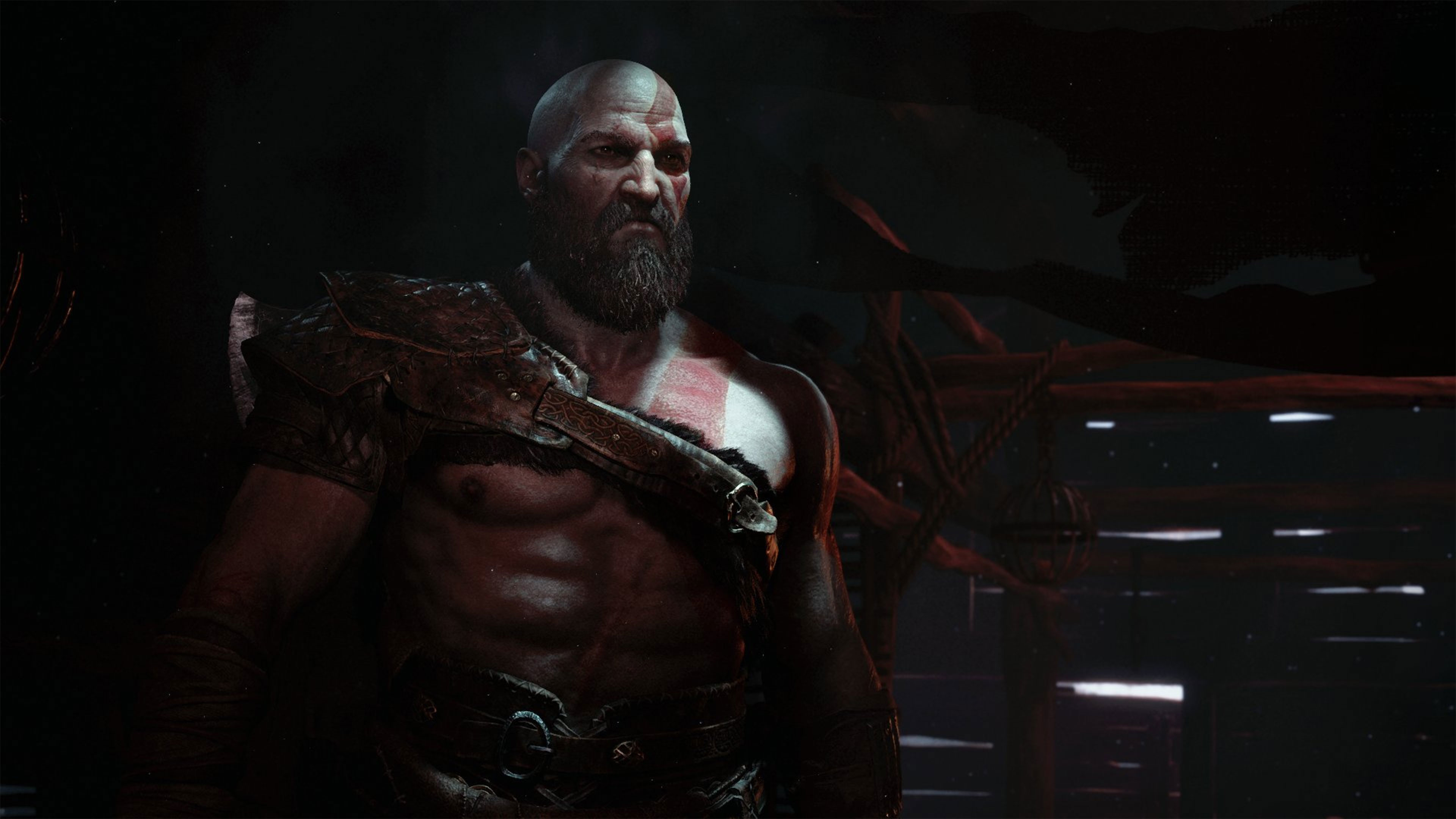 Kratos, God of War (2018), Santa Monica Studio, Guerriero, Buio, sfondo 4K per computer