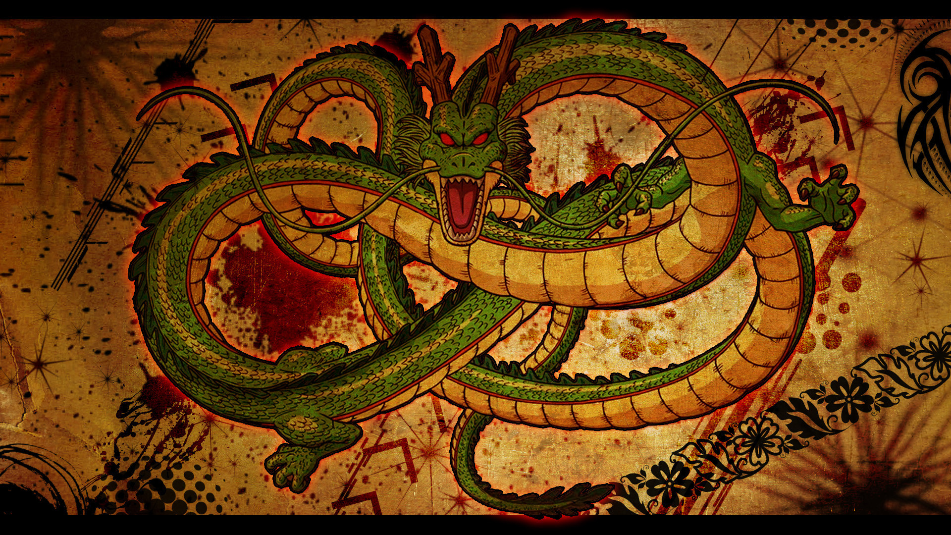 Shenron, Dragon Ball, Drago, Pergamena, Full HD 1080p, sfondo desktop