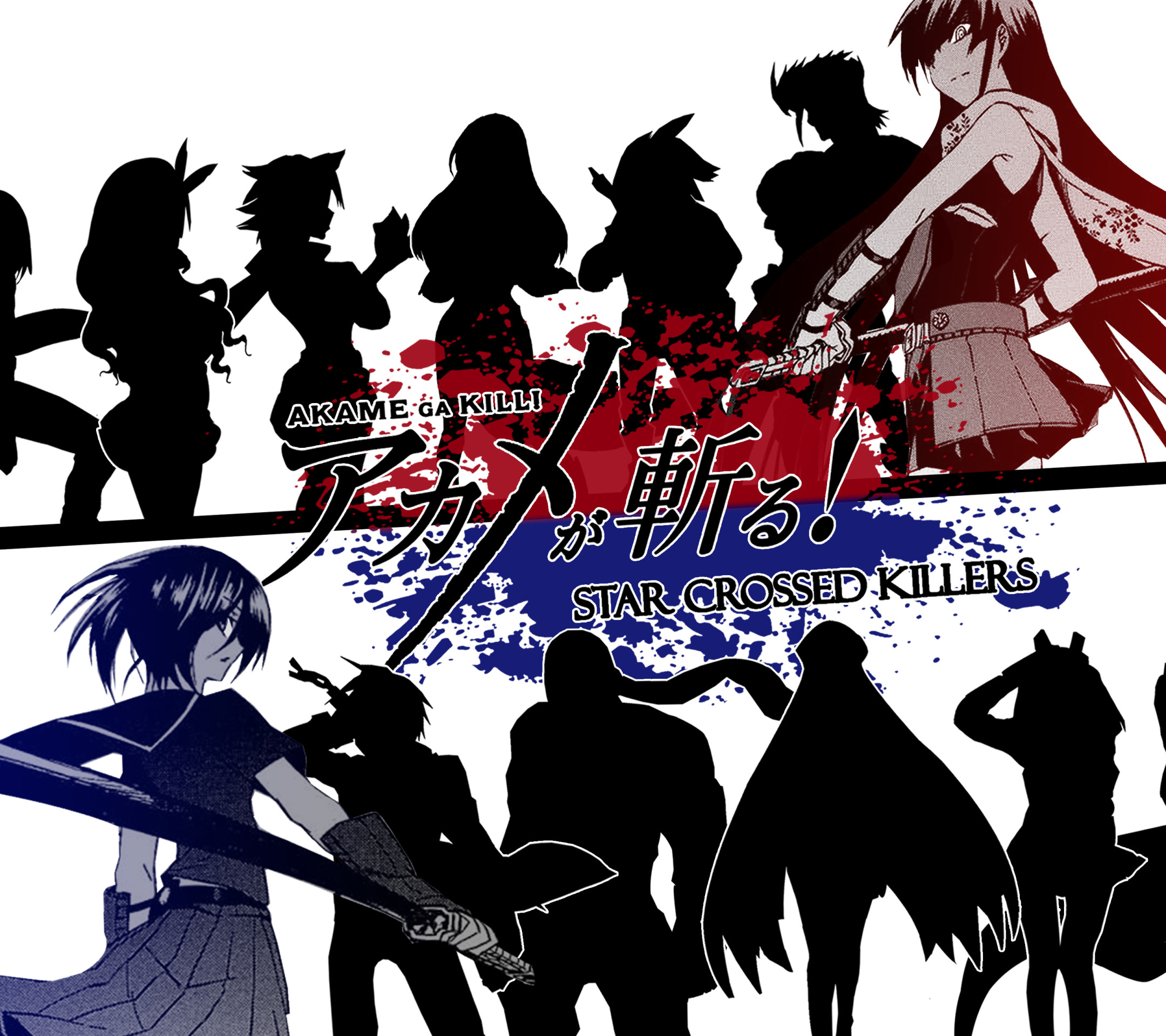 Akame ga Kill!, Silhouette, Logo, Sfondo bianco, Full HD, schermata di blocco iPad