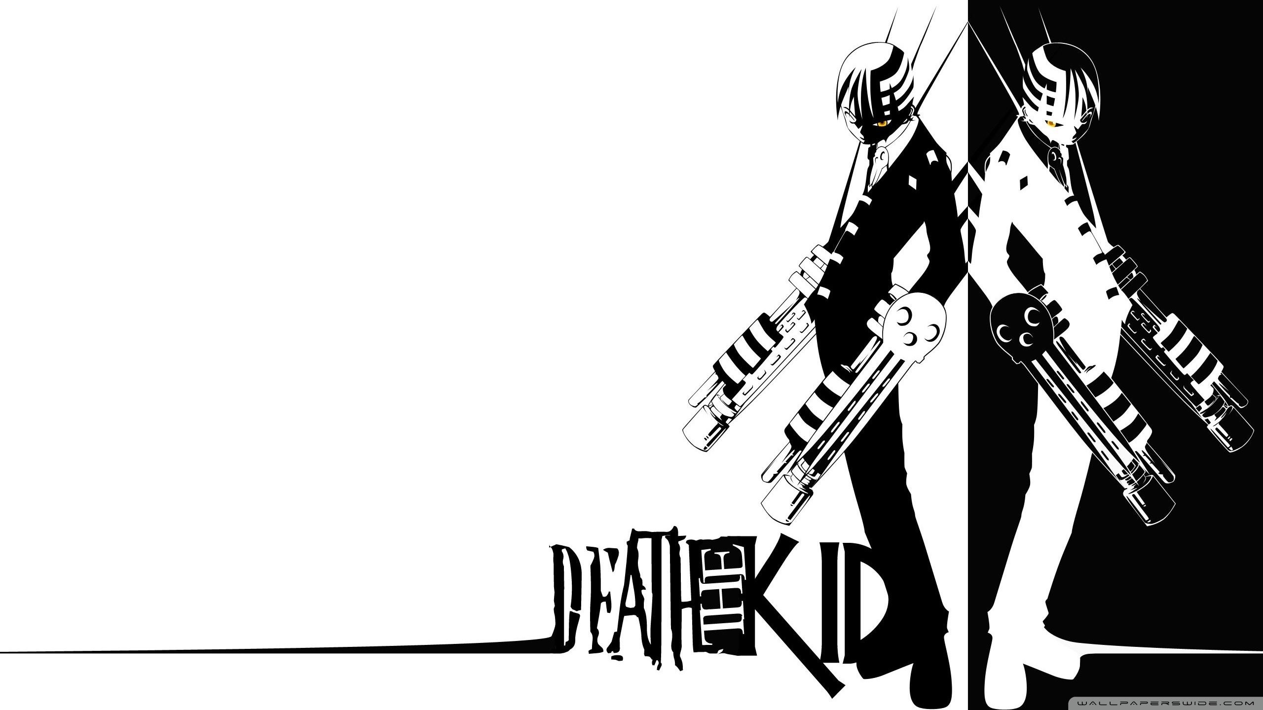 Death the Kid, Soul Eater, Pistole, Bianco e nero, 2K, sfondo desktop