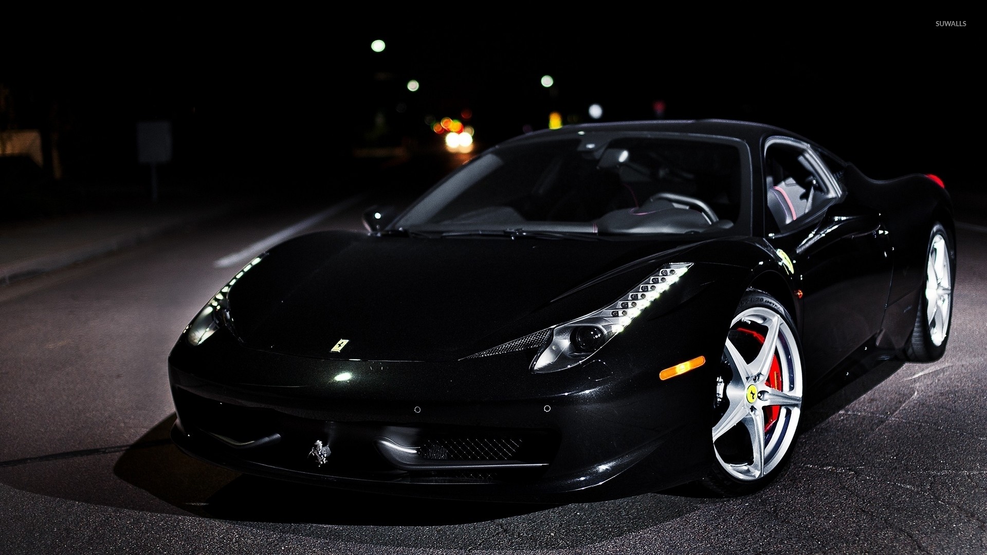 Ferrari 458 Italia, Nero, Notte, Full HD, sfondo per portatile