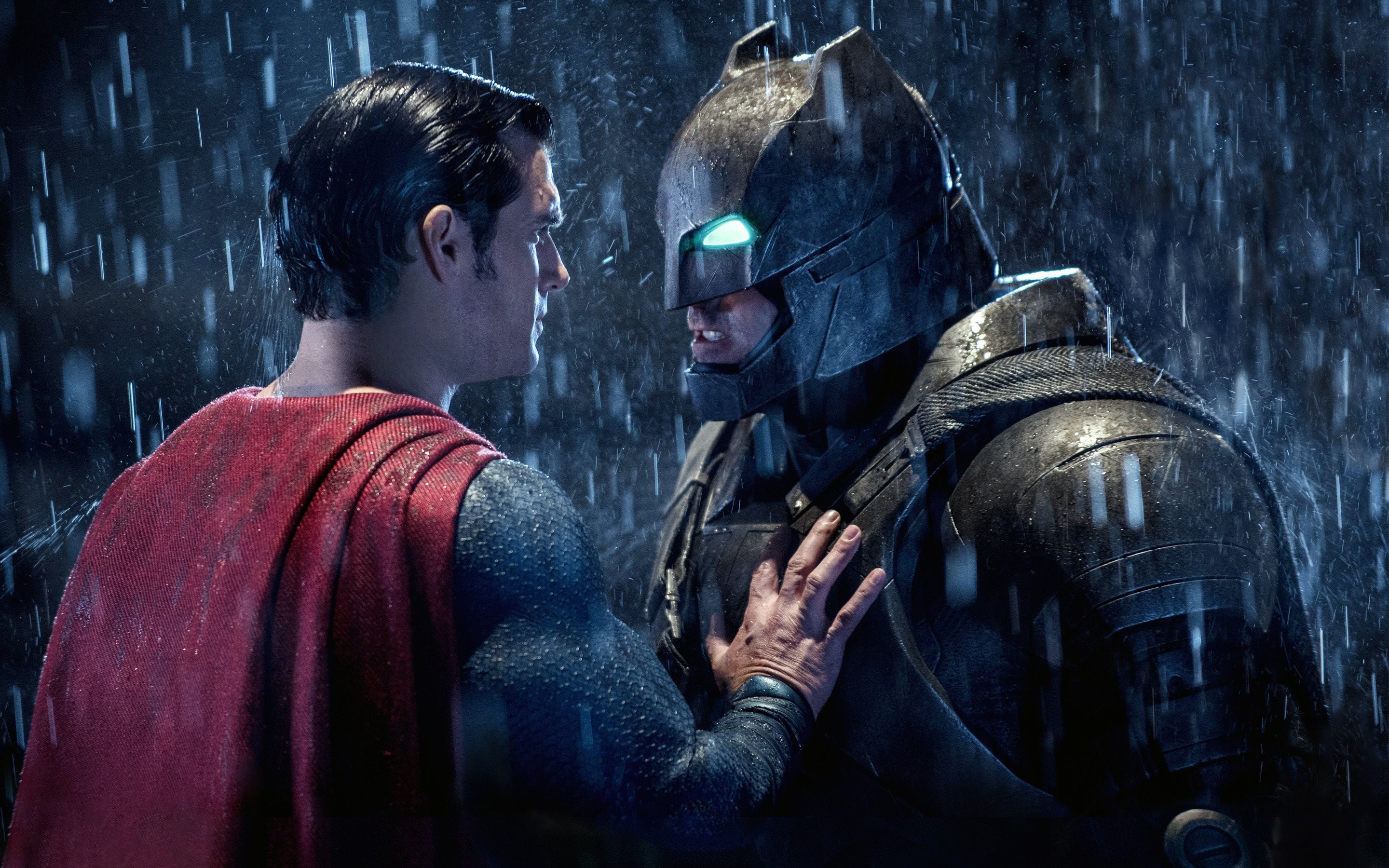 Superman, Batman, Henry Cavill, Ben Affleck, Pioggia, 2880x1800, wallpaper desktop