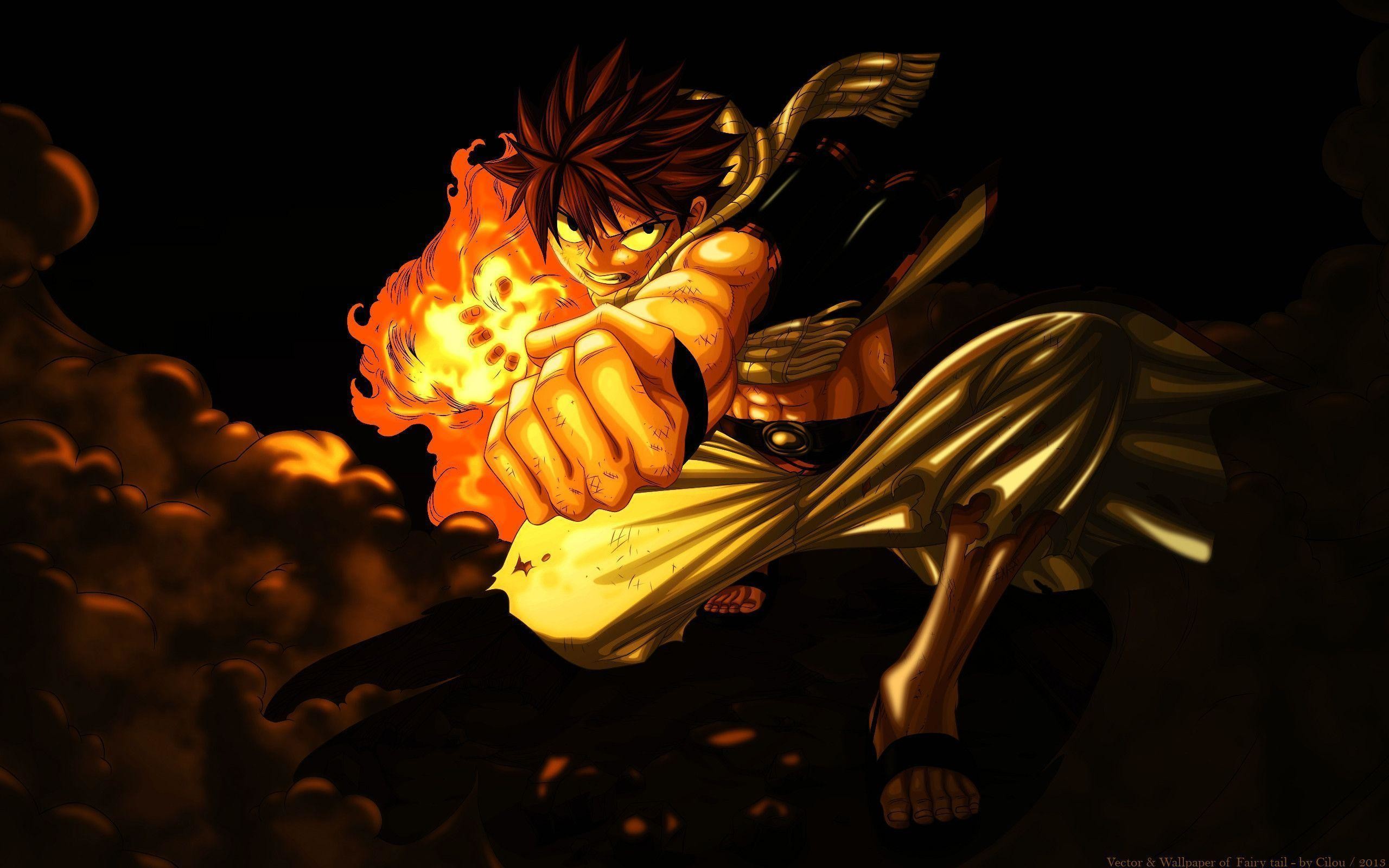 Natsu Dragneel, Fairy Tail, Pugno di fuoco, Buio, 2560x1600, sfondo per PC
