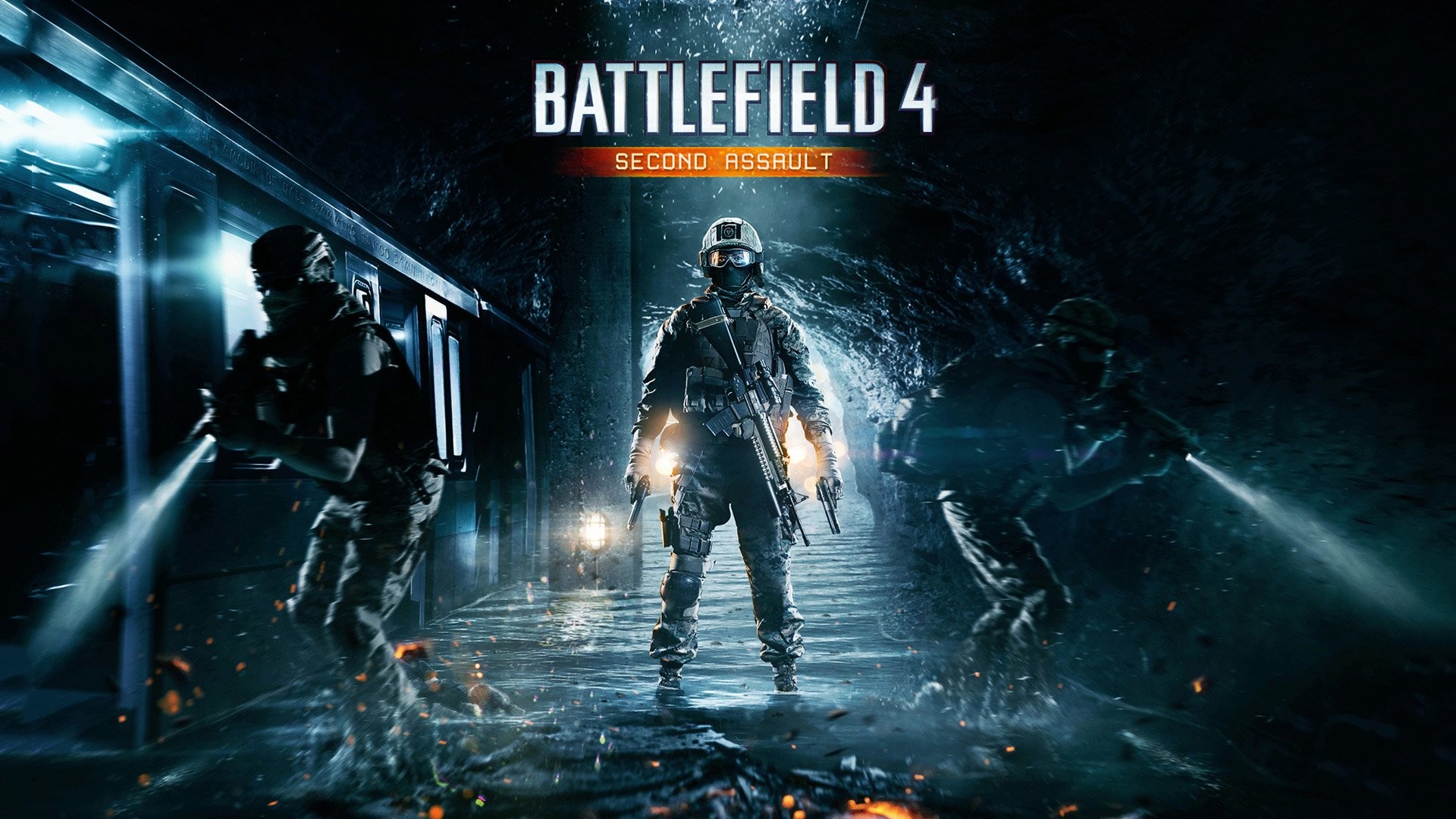 Battlefield 4: Second Assault, Battlefield 4, Soldati, Torce, Notte, wallpaper desktop Full HD