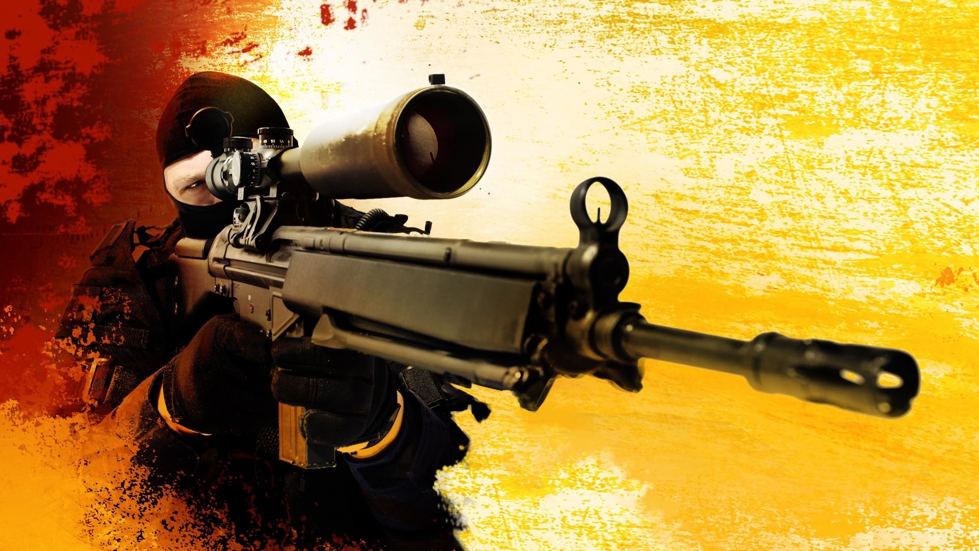 CS:GO, Cecchino, Fucile da cecchino, Arancione, Full HD, sfondo per PC e portatile