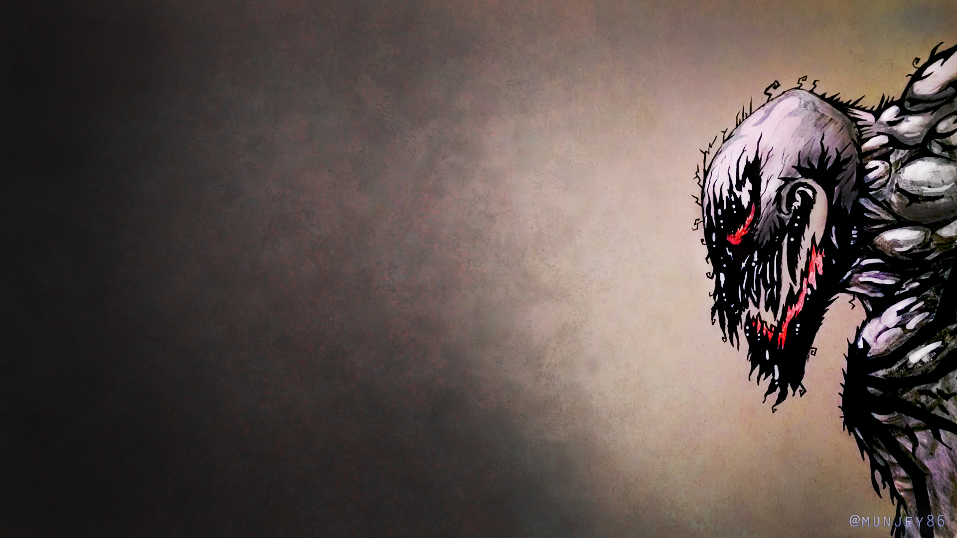 Anti-Venom, Marvel, Simbionte, Arte digitale, Sfondo grigio, Full HD, wallpaper per PC