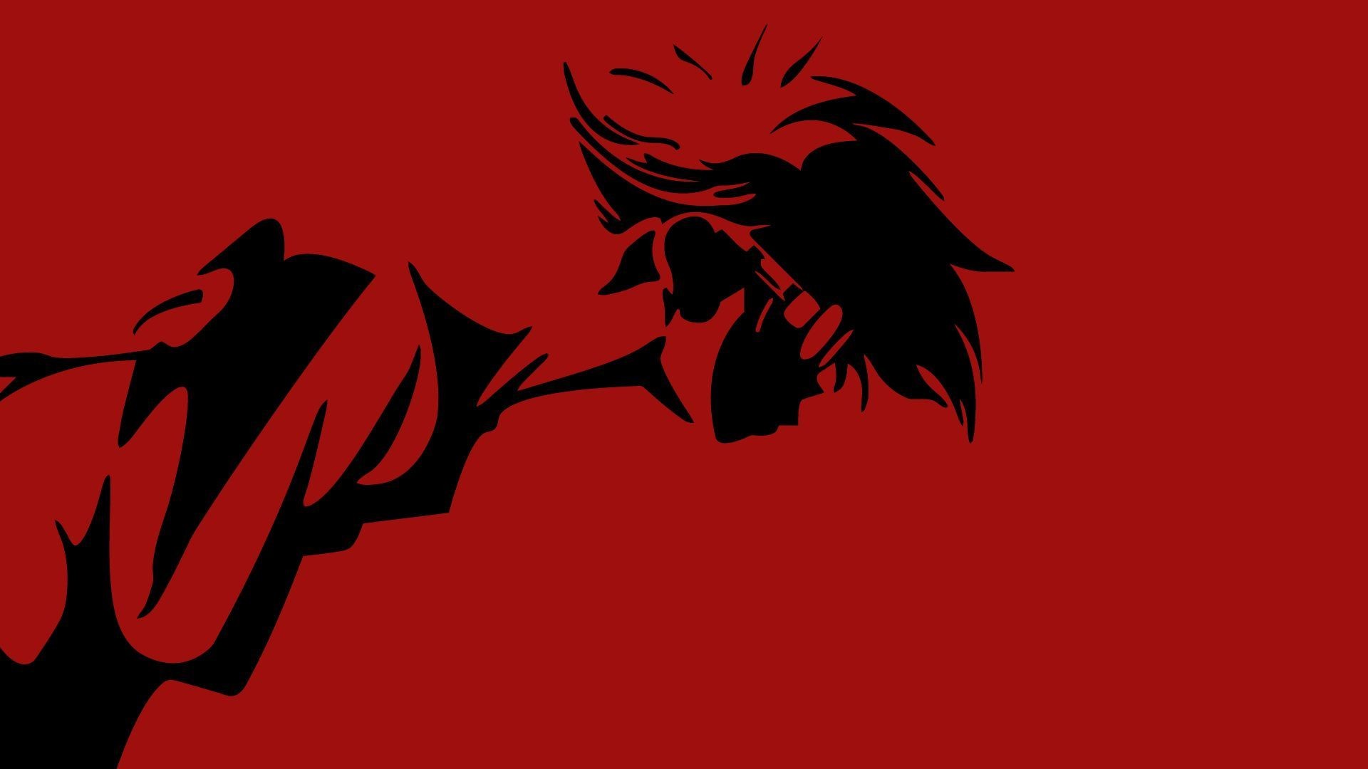 Spike Spiegel, Cowboy Bebop, Silhouette, Rosso, Full HD, sfondo Windows 11