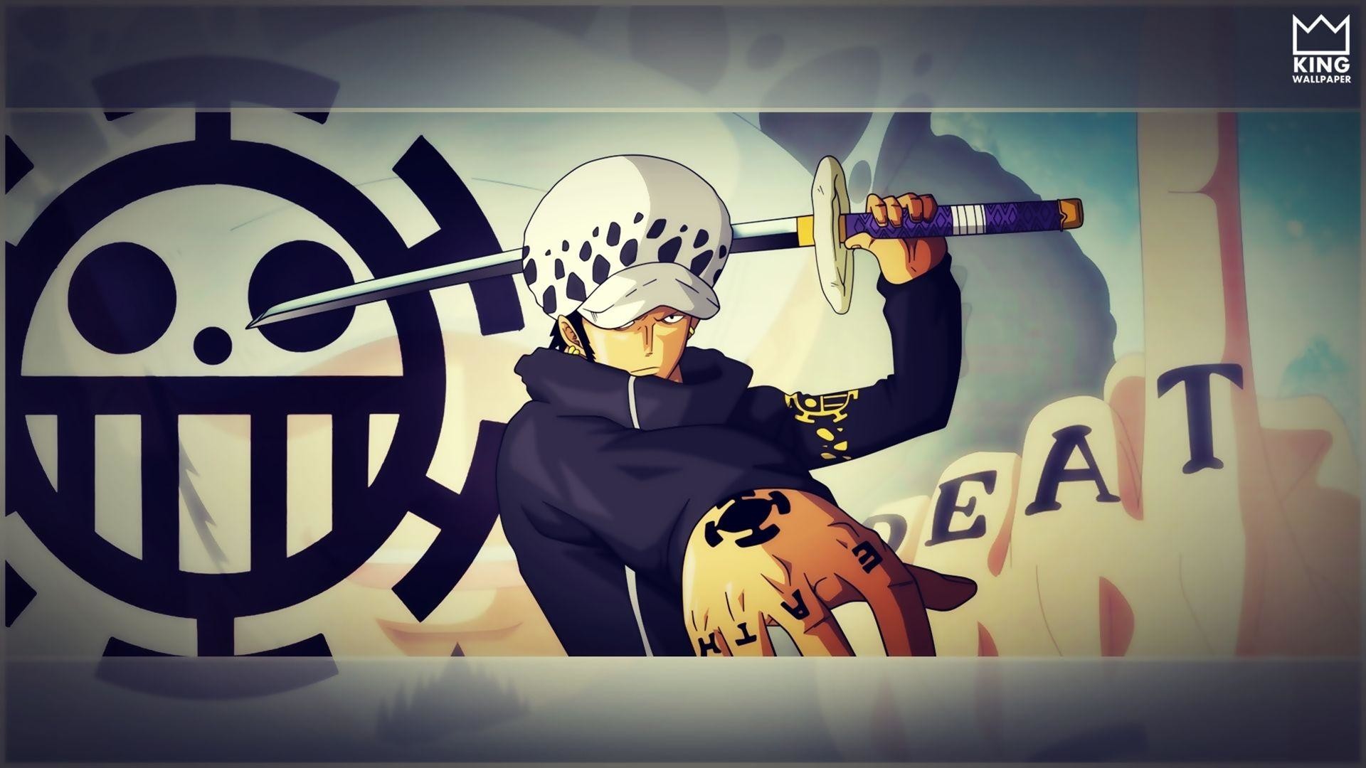 Trafalgar Law, Jolly Roger dei Pirati Heart, Kikoku, One Piece, Full HD, sfondo per PC e portatile