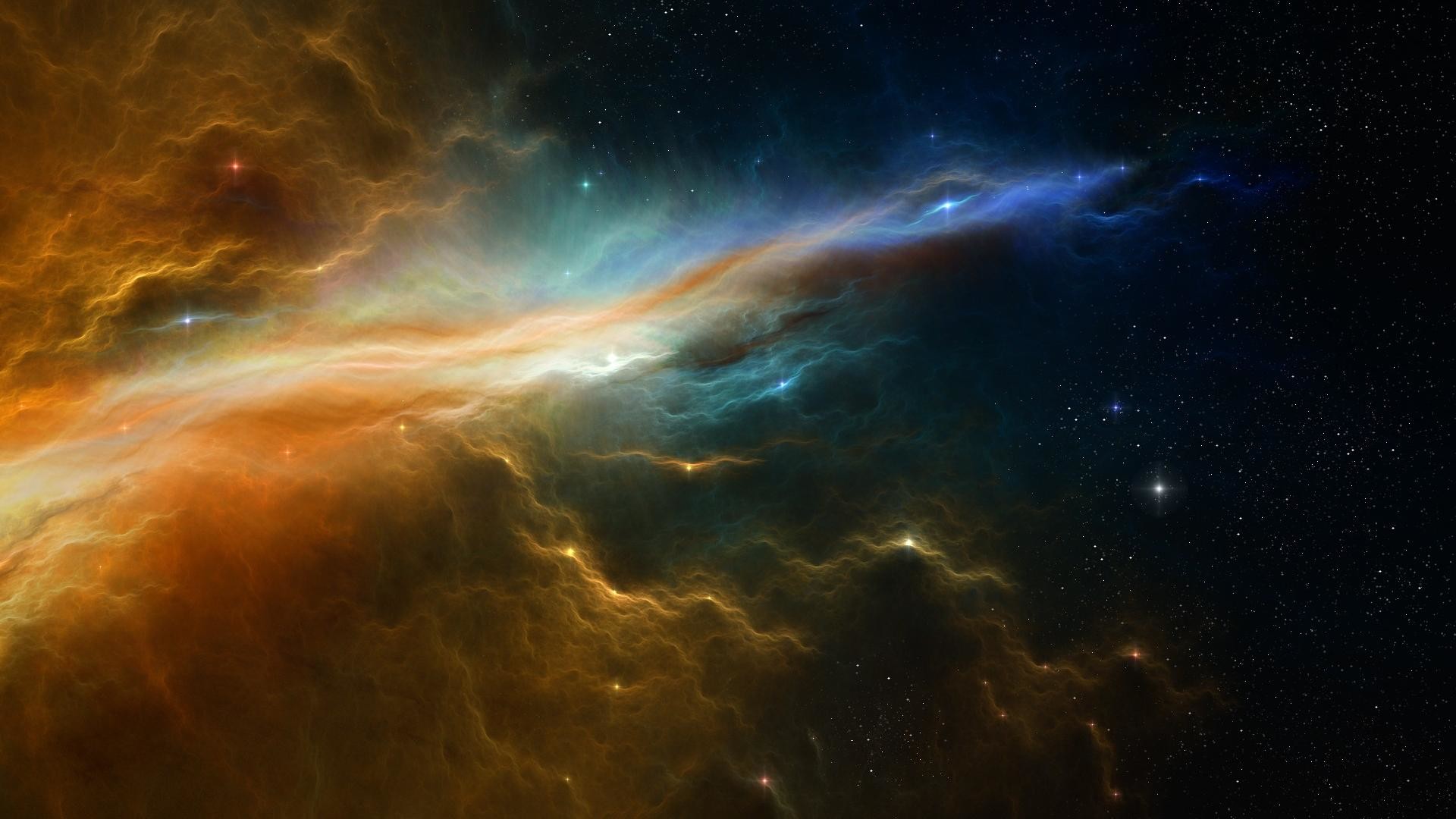 Nebulosa, Spazio, Arancione, Nubi cosmiche, Full HD 1080p, sfondo desktop