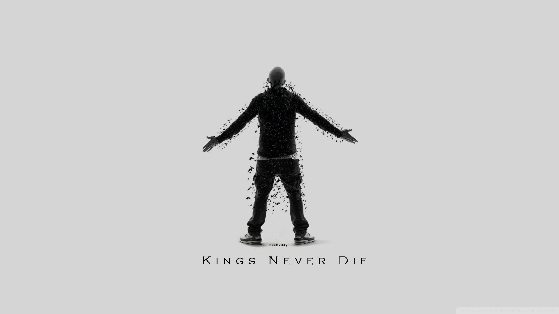 Eminem, Kings Never Die, Silhouette, Sfondo grigio, 1920x1080, wallpaper desktop