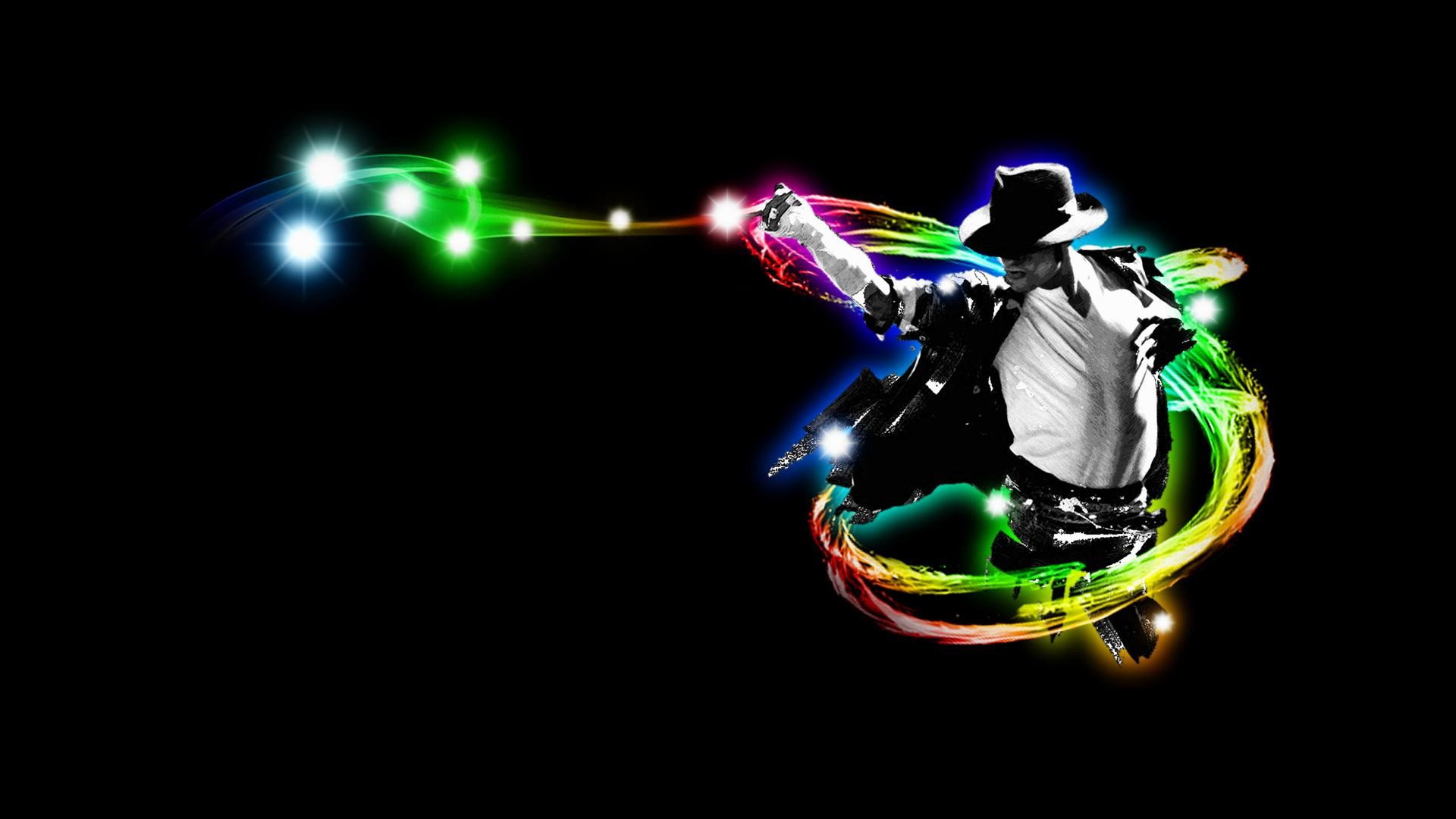 Michael Jackson, Luci al neon, Ballo, Sfondo nero, 1920x1080, wallpaper desktop