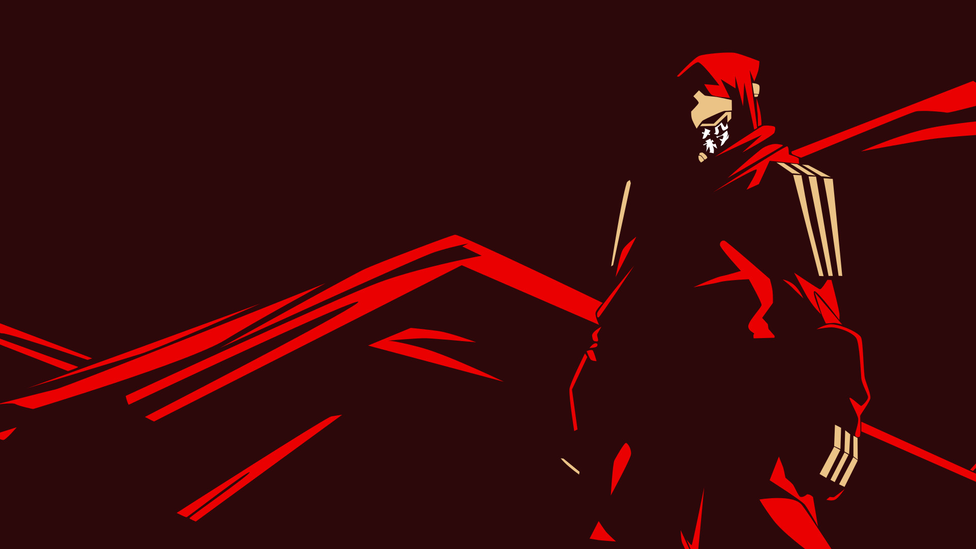 Ninja, Arte vettoriale, Rosso, Minimalismo, Full HD, sfondo per portatile