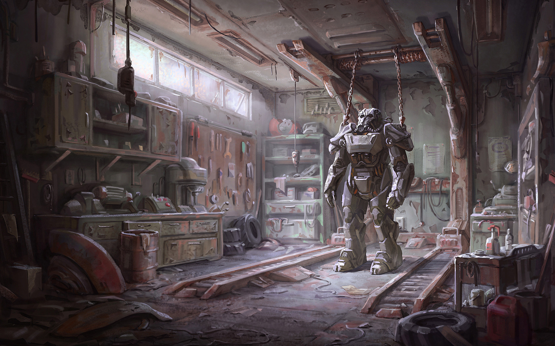 Fallout 4, Armatura atomica, Officina, Garage, 1920x1200, sfondo MacBook Pro